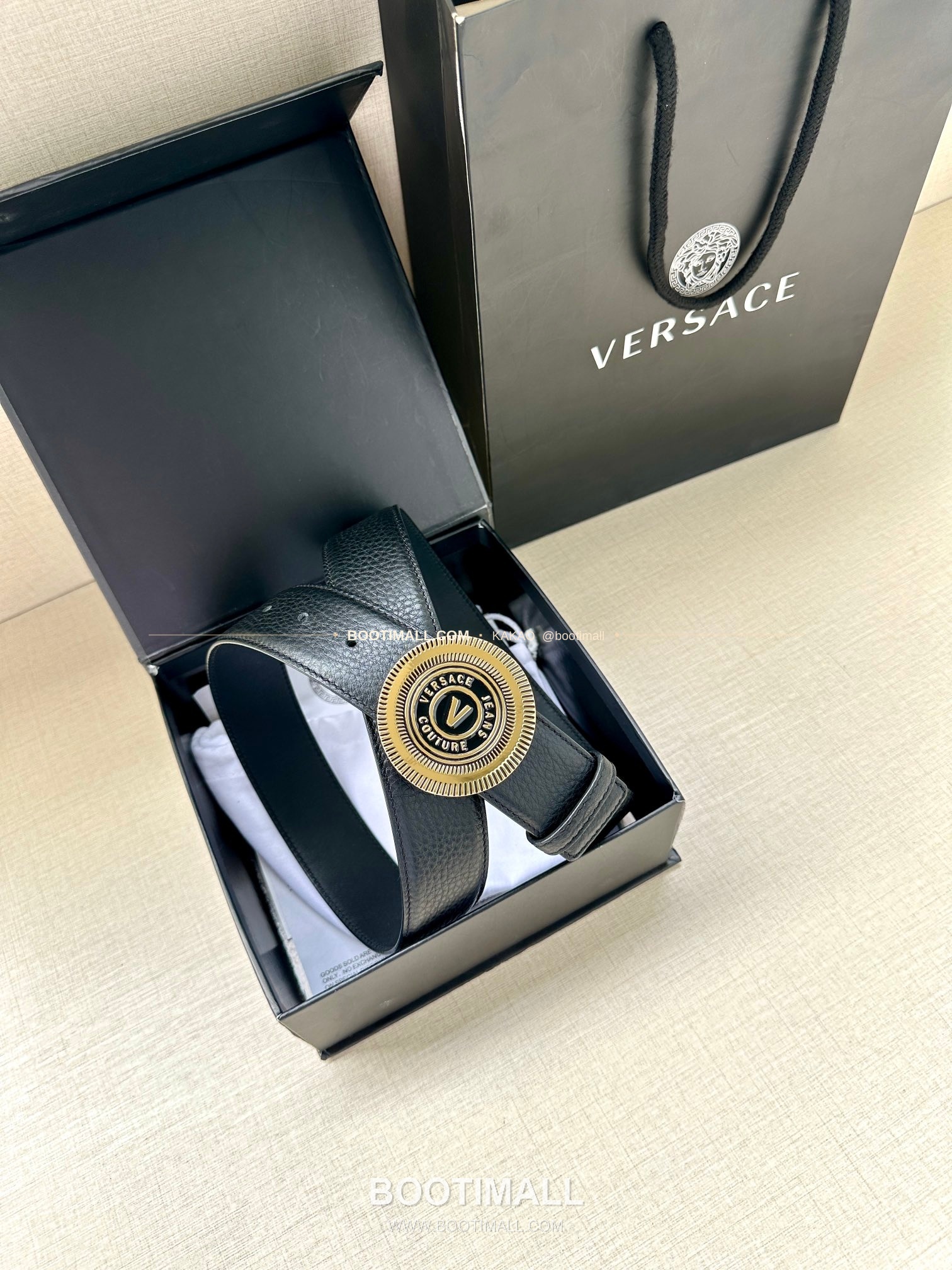 베르사체진쿠튀르 카프스킨 V 엠블럼 라그레카 플레이트 벨트 Versace Jeans Couture Calfskin V Emblem La Greca Plate Belt 3.8cm 8