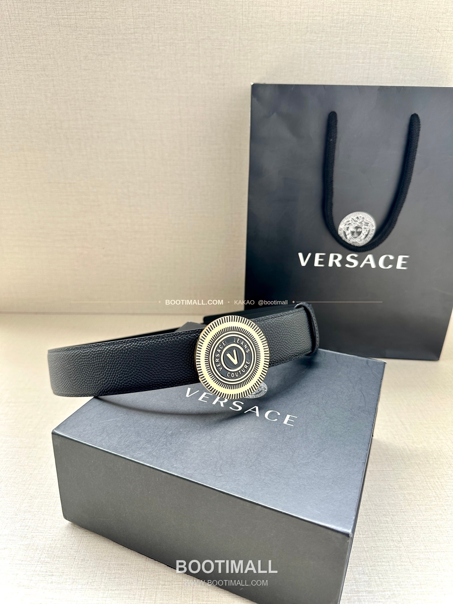 베르사체진쿠튀르 카프스킨 V 엠블럼 라그레카 플레이트 벨트 Versace Jeans Couture Calfskin V Emblem La Greca Plate Belt 3.8cm 5