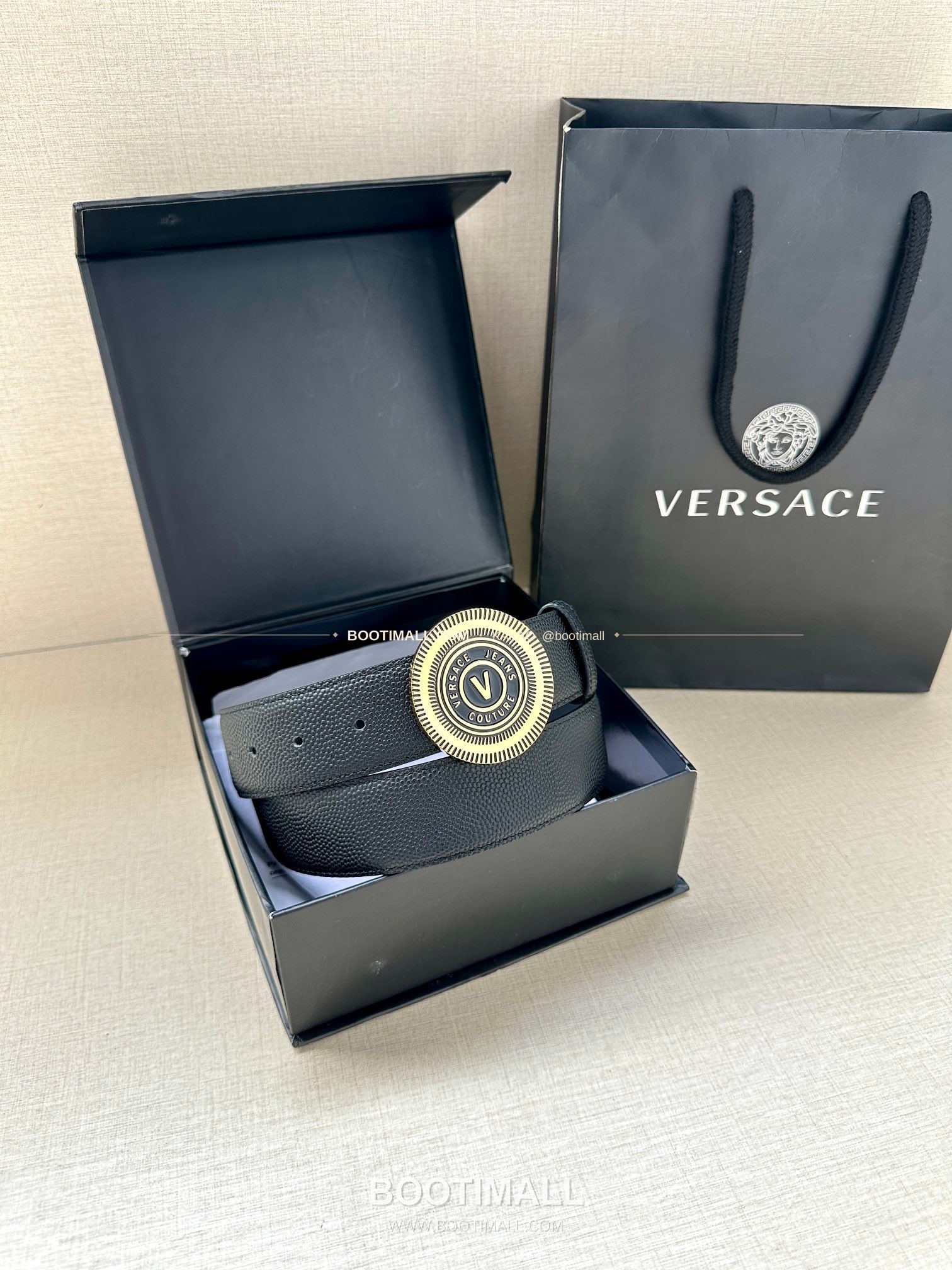 베르사체진쿠튀르 카프스킨 V 엠블럼 라그레카 플레이트 벨트 Versace Jeans Couture Calfskin V Emblem La Greca Plate Belt 3.8cm 7