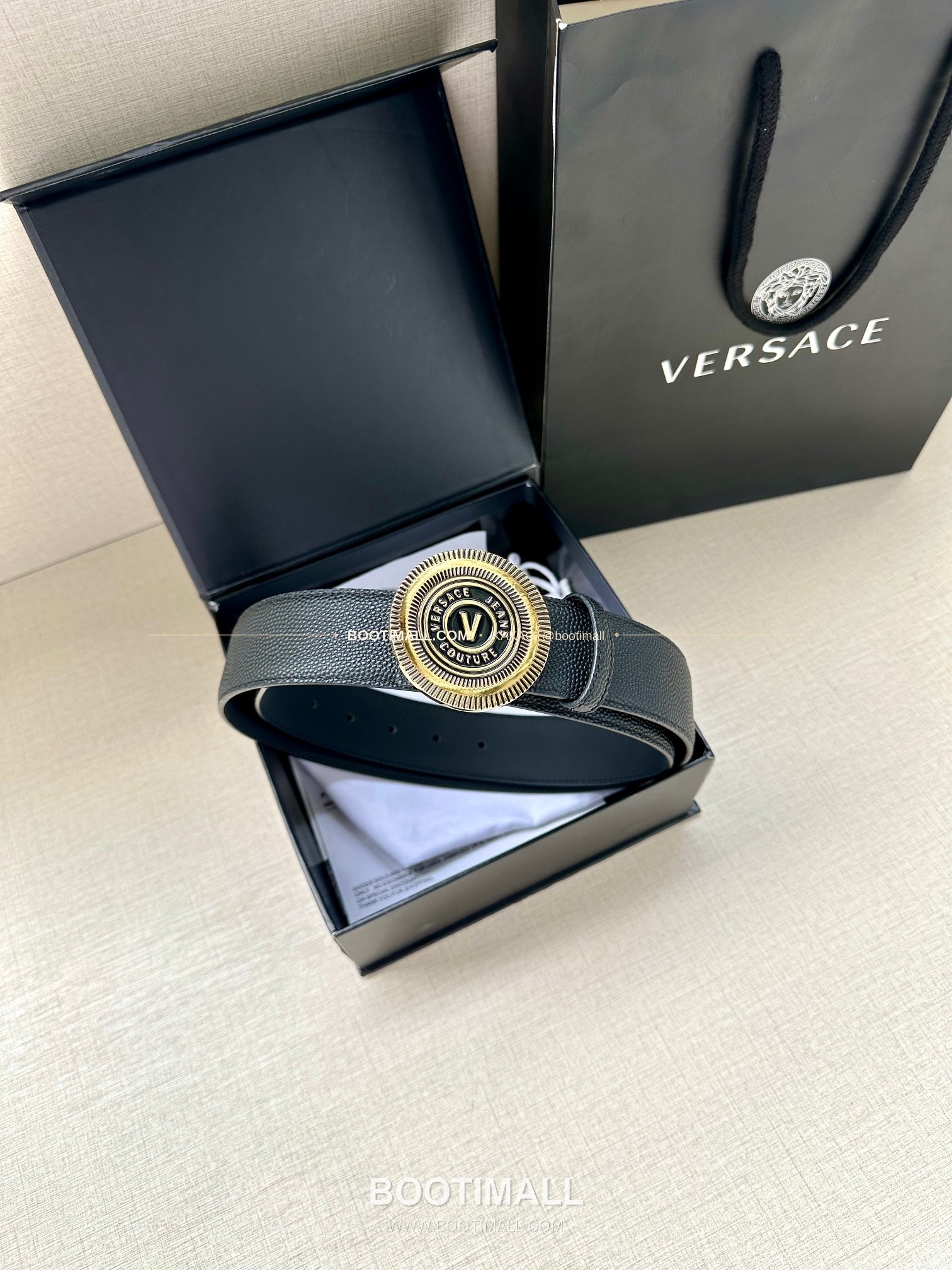베르사체진쿠튀르 카프스킨 V 엠블럼 라그레카 플레이트 벨트 Versace Jeans Couture Calfskin V Emblem La Greca Plate Belt 3.8cm 8