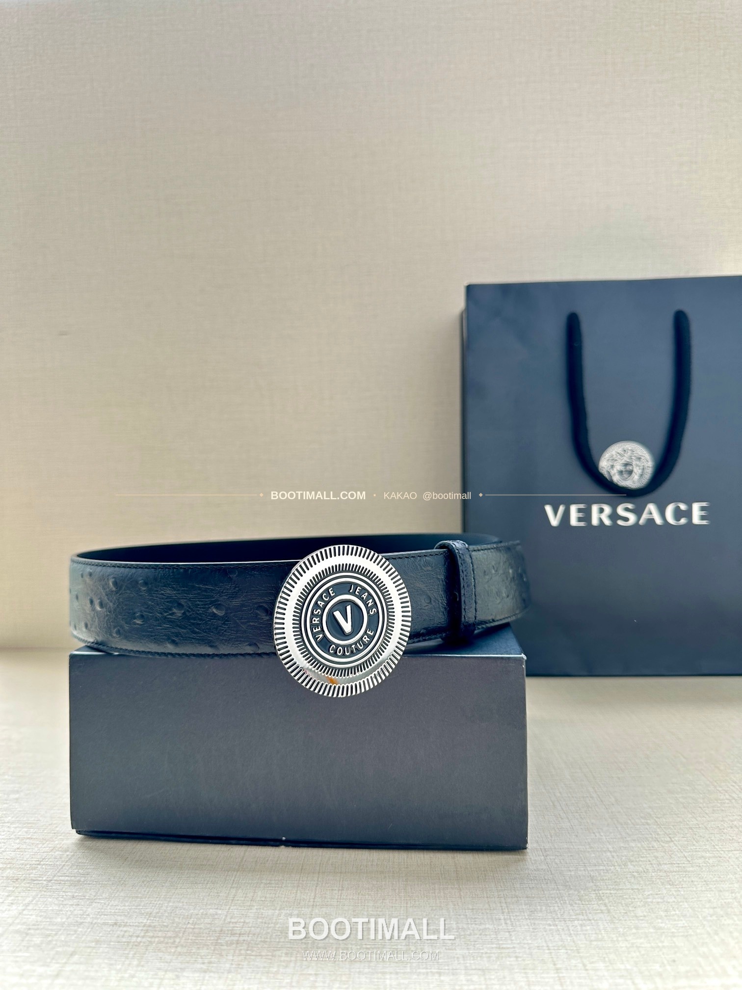 베르사체진쿠튀르 카프스킨 V 엠블럼 라그레카 플레이트 벨트 Versace Jeans Couture Calfskin V Emblem La Greca Plate Belt 3.8cm 5