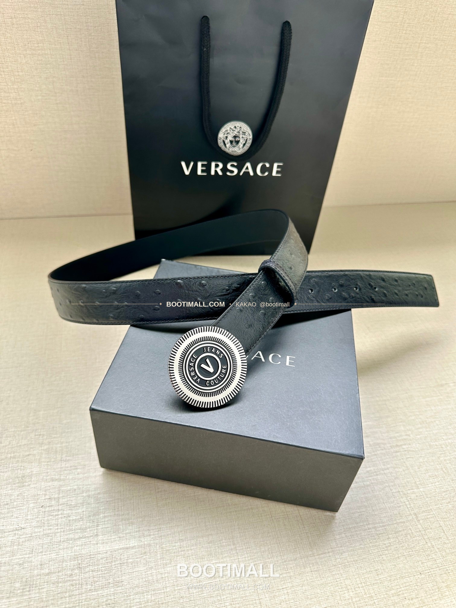베르사체진쿠튀르 카프스킨 V 엠블럼 라그레카 플레이트 벨트 Versace Jeans Couture Calfskin V Emblem La Greca Plate Belt 3.8cm 7