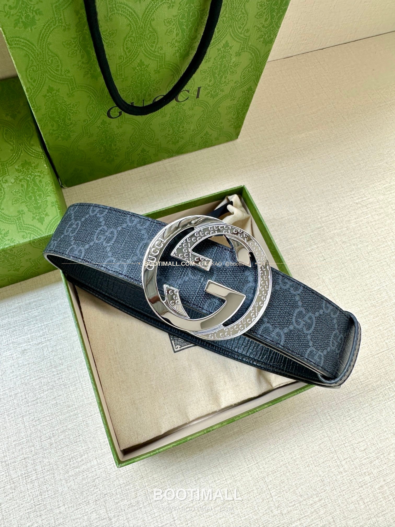 구찌 GG 수프림 캔버스 카프스킨 더블G 리버서블 벨트 Gucci GG Supreme Canvas Calfskin Double G Reversible Belt 3.8cm 6