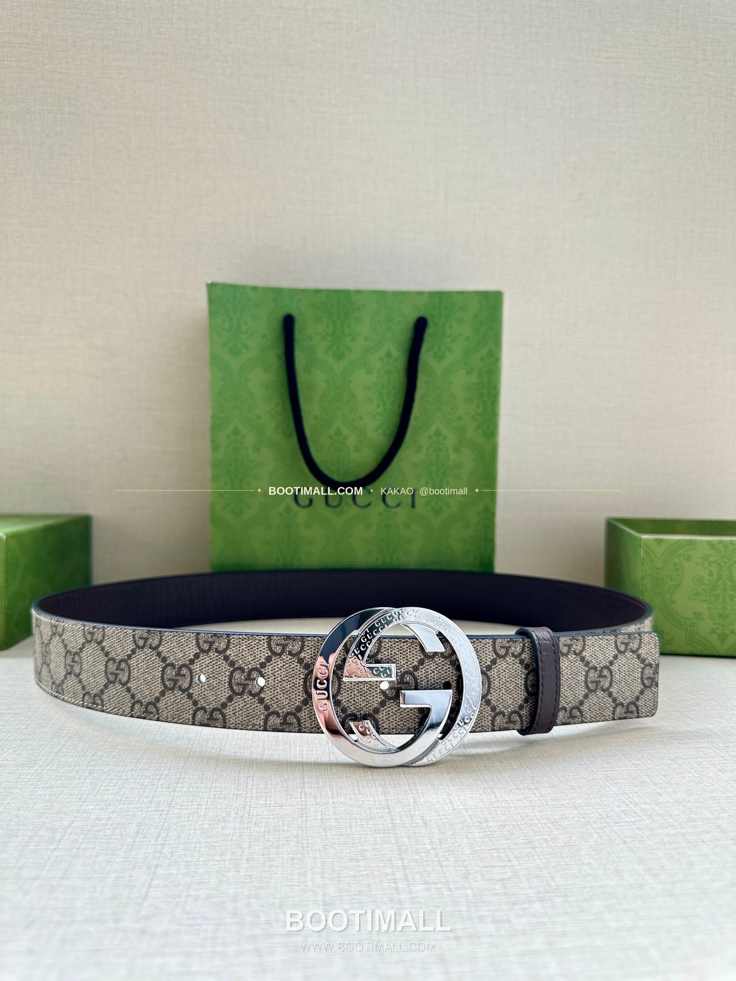 구찌 GG 수프림 캔버스 카프스킨 더블G 리버서블 벨트 Gucci GG Supreme Canvas Calfskin Double G Reversible Belt 3.8cm 1