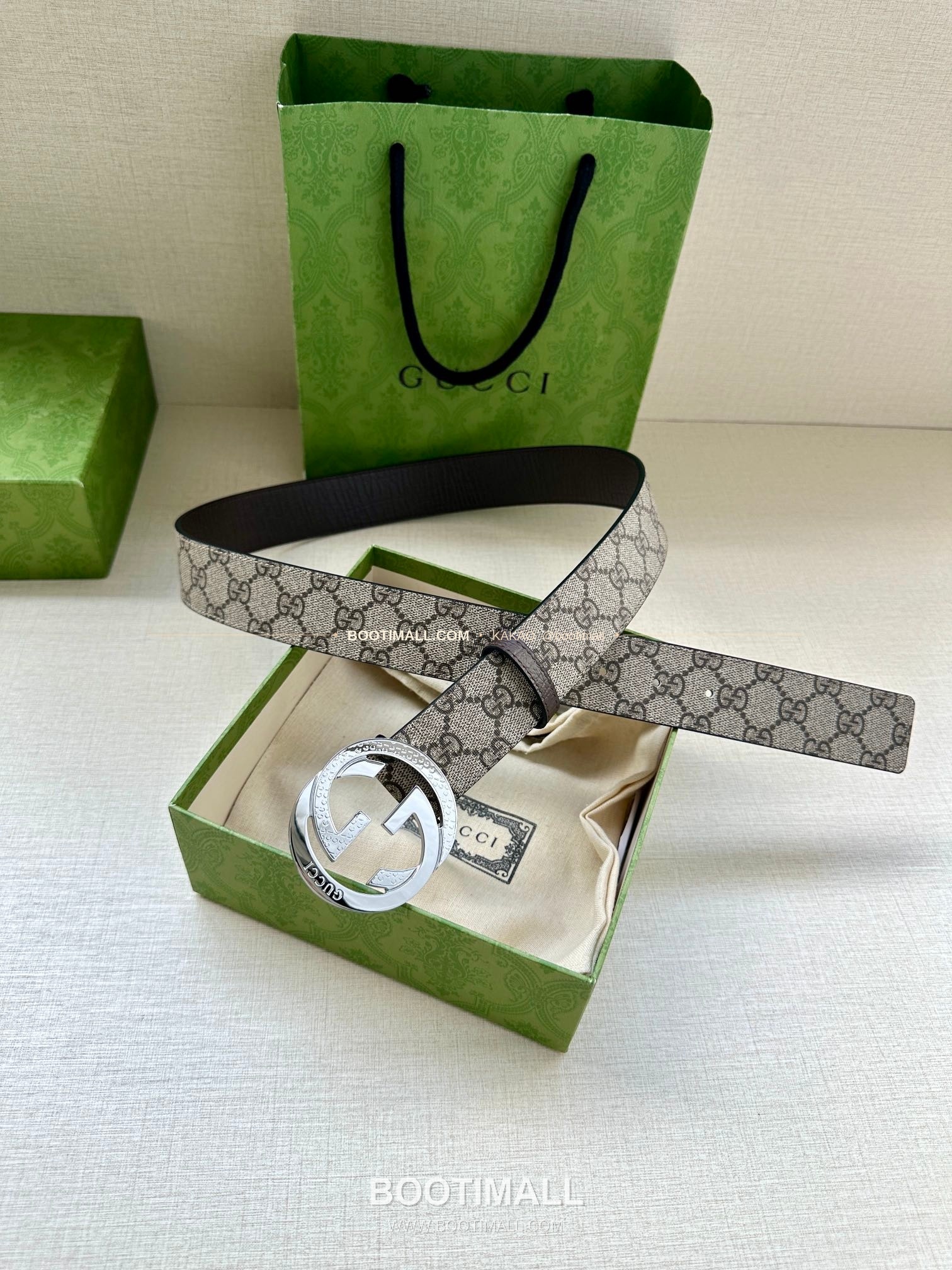 구찌 GG 수프림 캔버스 카프스킨 더블G 리버서블 벨트 Gucci GG Supreme Canvas Calfskin Double G Reversible Belt 3.8cm 3