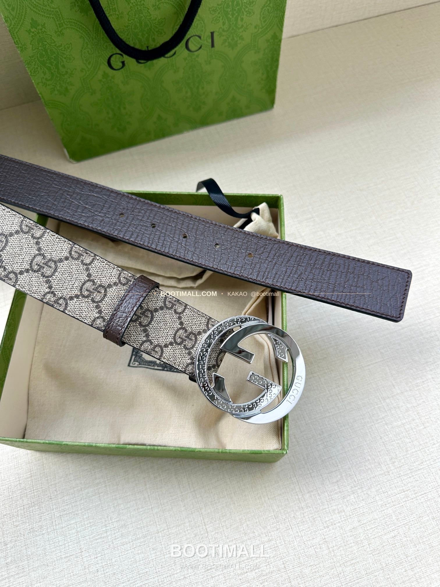 구찌 GG 수프림 캔버스 카프스킨 더블G 리버서블 벨트 Gucci GG Supreme Canvas Calfskin Double G Reversible Belt 3.8cm 4