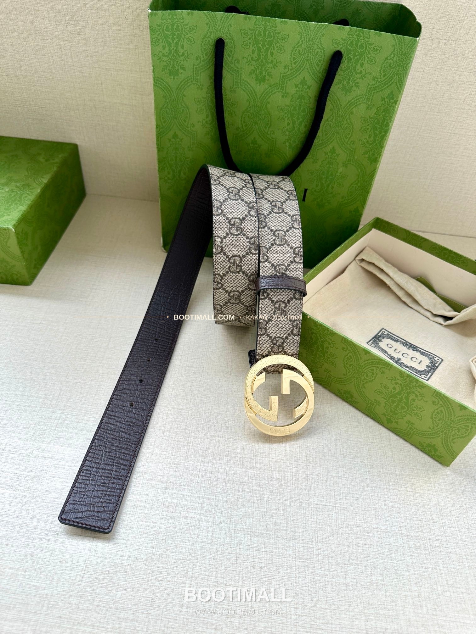 구찌 GG 수프림 캔버스 카프스킨 더블G 리버서블 벨트 Gucci GG Supreme Canvas Calfskin Double G Reversible Belt 3.8cm 6