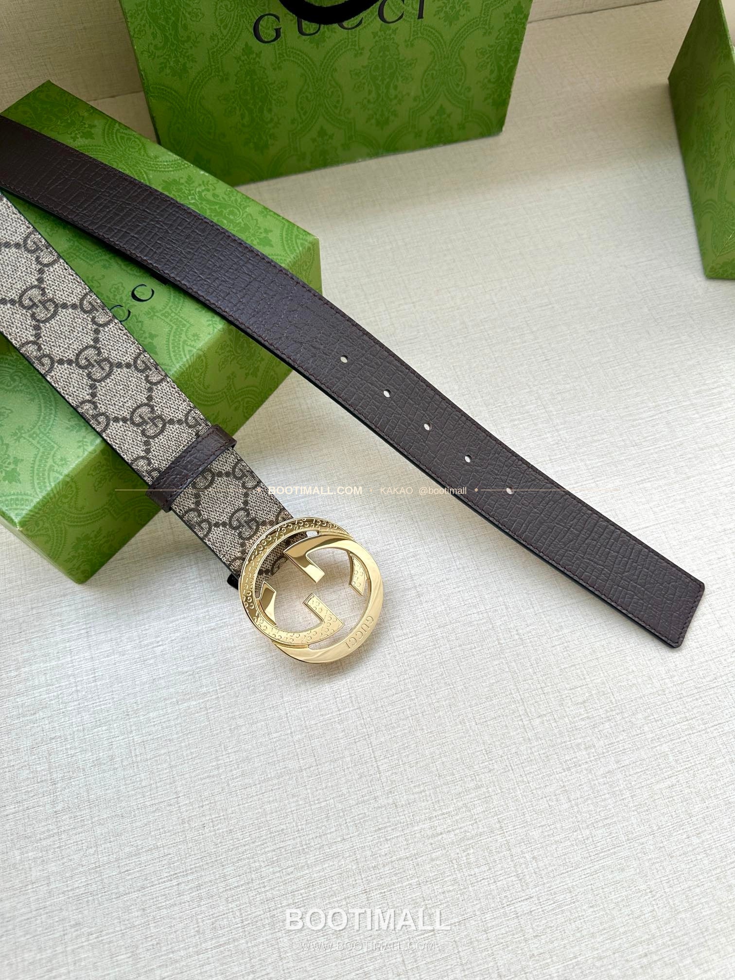 구찌 GG 수프림 캔버스 카프스킨 더블G 리버서블 벨트 Gucci GG Supreme Canvas Calfskin Double G Reversible Belt 3.8cm 8