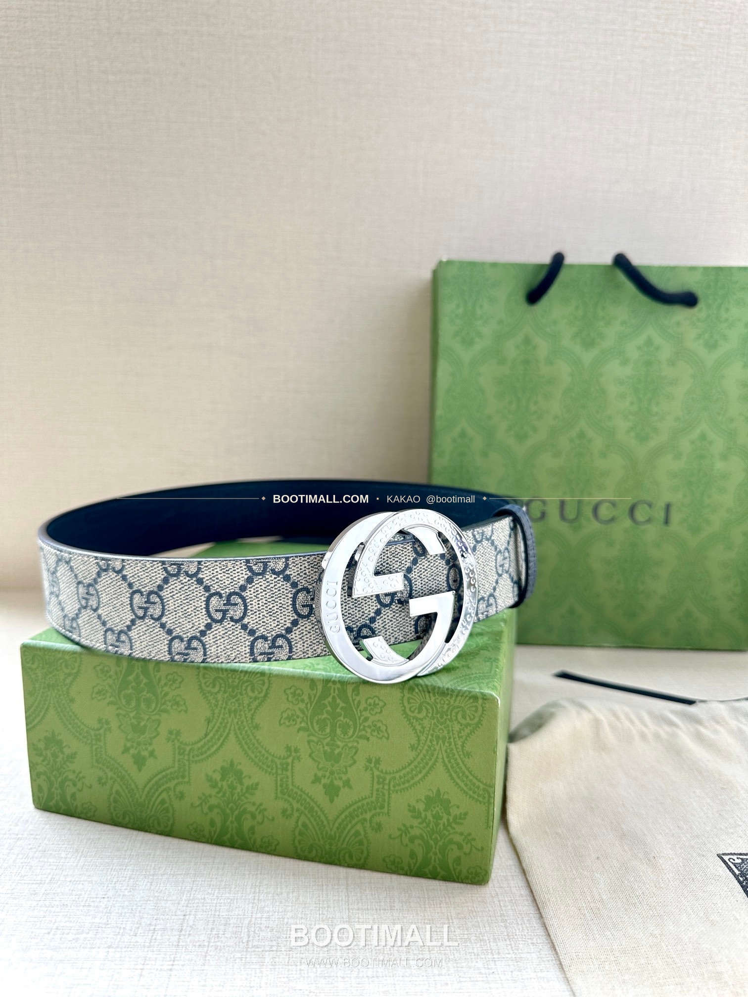 구찌 GG 수프림 캔버스 카프스킨 더블G 리버서블 벨트 Gucci GG Supreme Canvas Calfskin Double G Reversible Belt 3.8cm 5