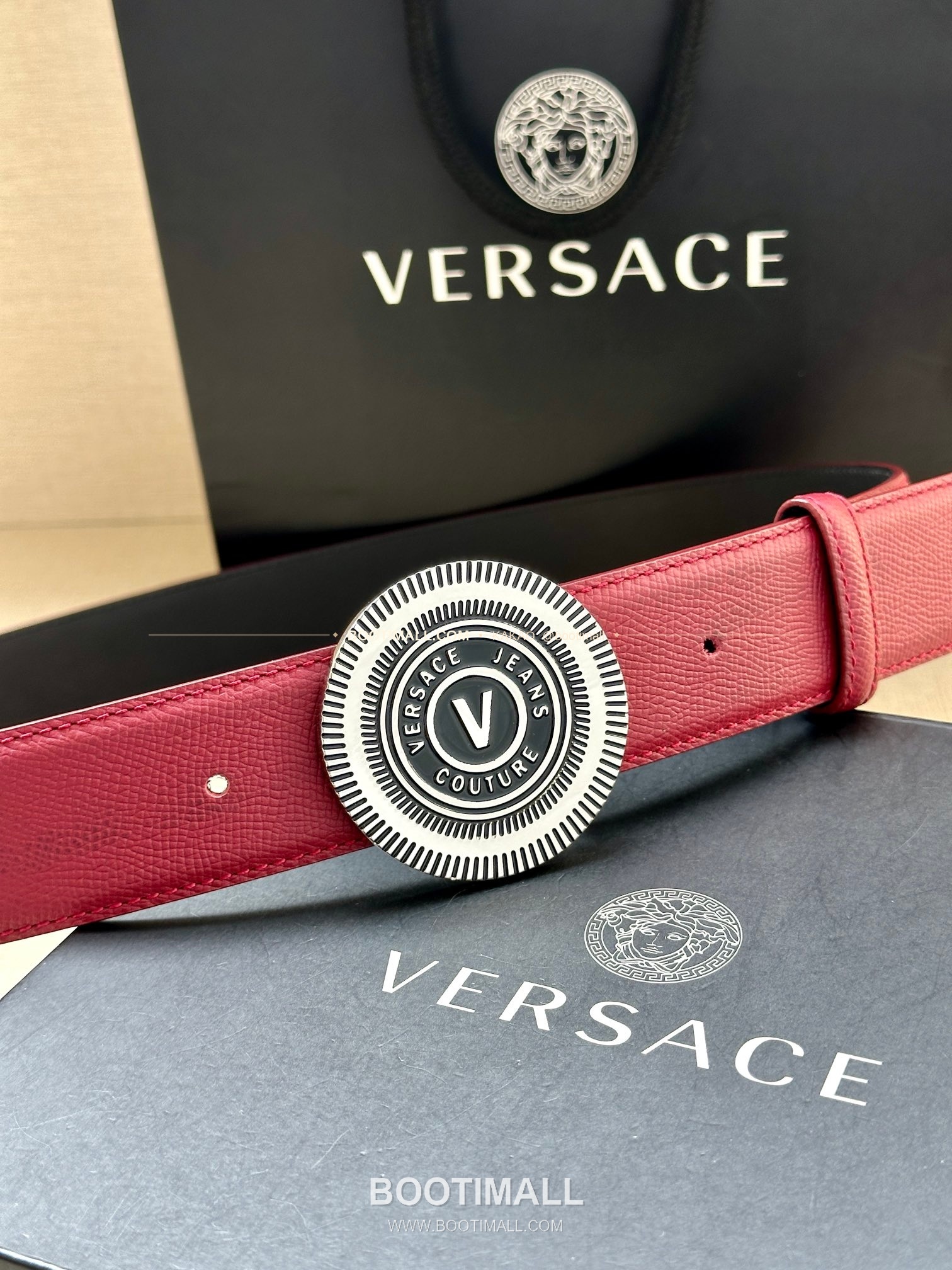 베르사체진쿠튀르 카프스킨 V 엠블럼 라그레카 플레이트 벨트 Versace Jeans Couture Calfskin V Emblem La Greca Plate Belt 3.8cm 7