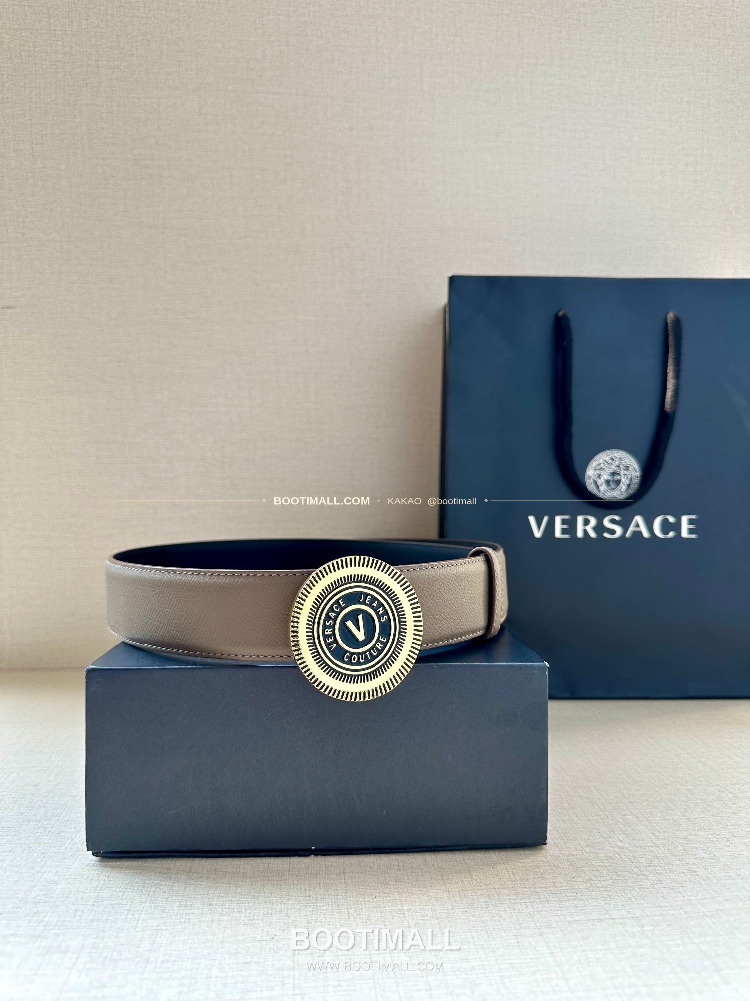 베르사체진쿠튀르 카프스킨 V 엠블럼 라그레카 플레이트 벨트 Versace Jeans Couture Calfskin V Emblem La Greca Plate Belt 3.8cm 5