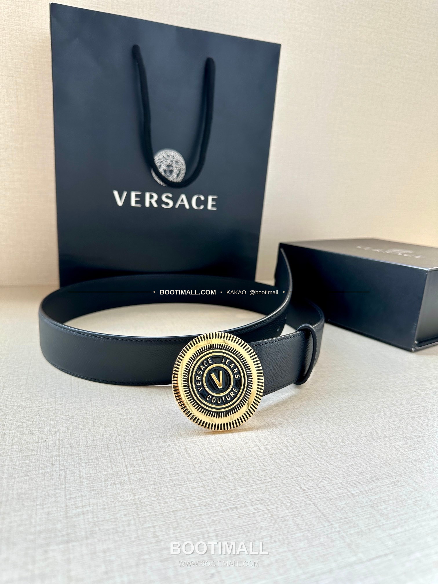 베르사체진쿠튀르 카프스킨 V 엠블럼 라그레카 플레이트 벨트 Versace Jeans Couture Calfskin V Emblem La Greca Plate Belt 3.8cm 5