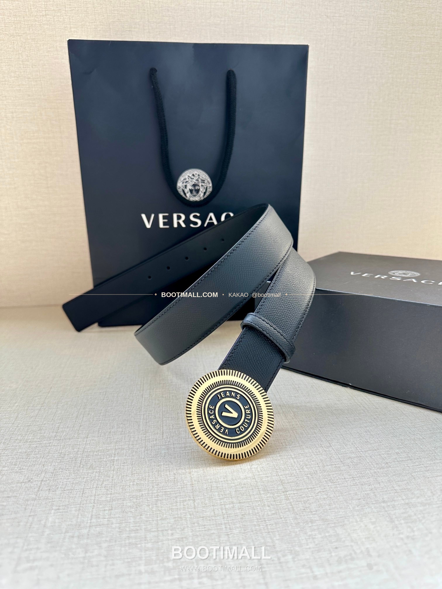 베르사체진쿠튀르 카프스킨 V 엠블럼 라그레카 플레이트 벨트 Versace Jeans Couture Calfskin V Emblem La Greca Plate Belt 3.8cm 7
