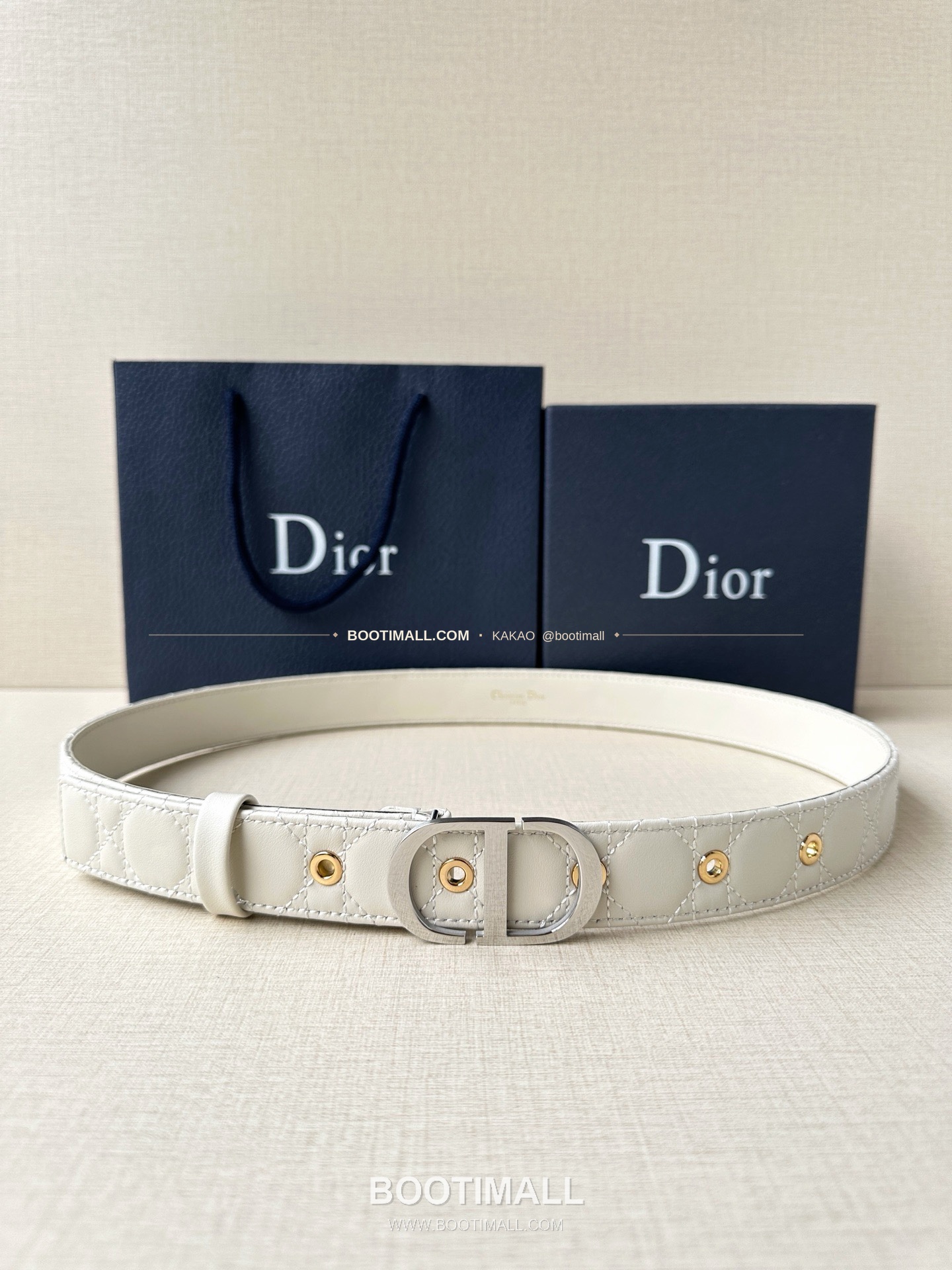 디올 30 몽테뉴 카프스킨 퀼팅 CD 버클 아이보리 벨트 Dior 30 Montaigne Calfskin Quilted CD Buckle Ivory Belt 3cm 1