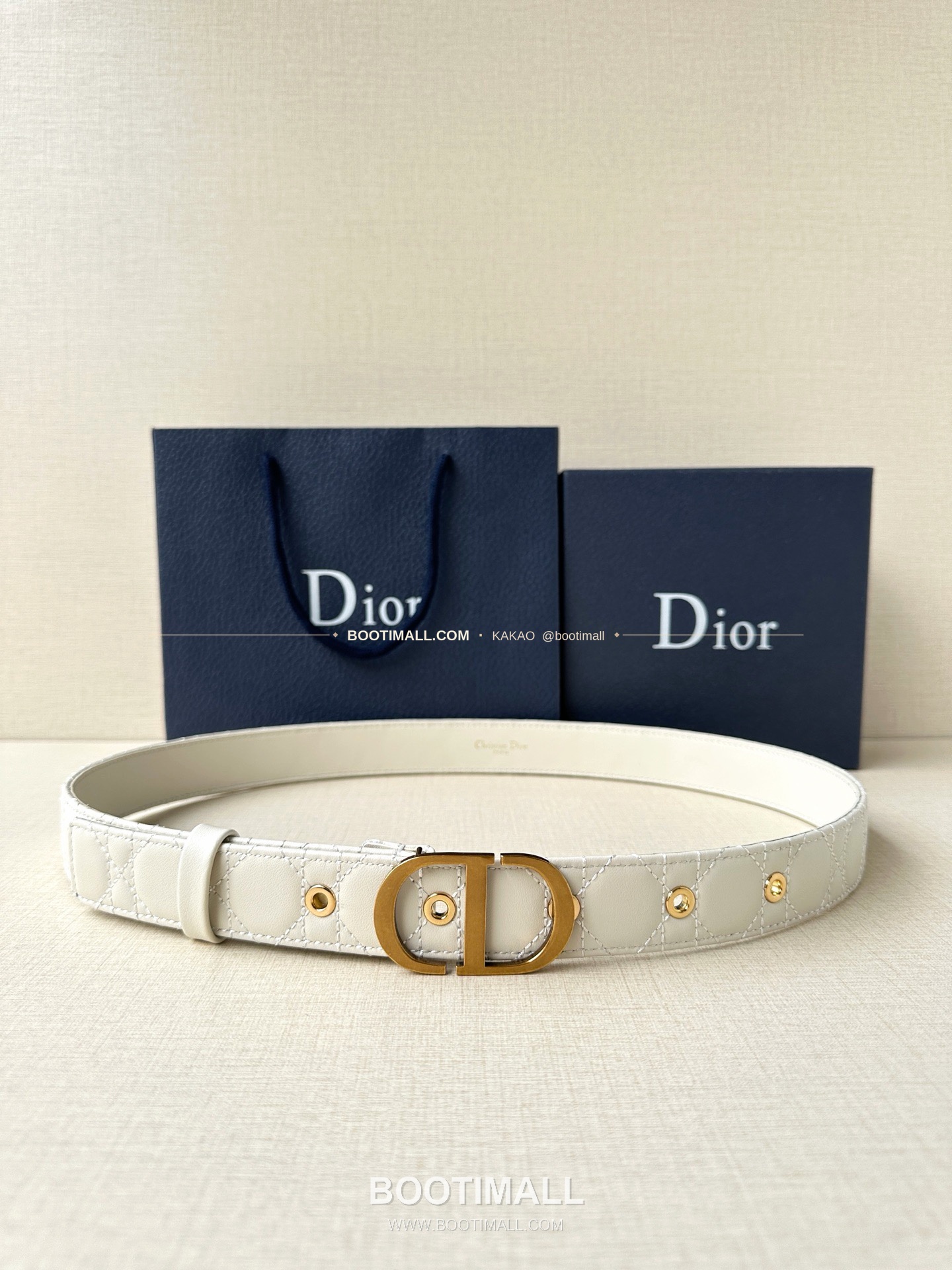 디올 30 몽테뉴 카프스킨 퀼팅 CD 버클 아이보리 벨트 Dior 30 Montaigne Calfskin Quilted CD Buckle Ivory Belt 3cm 1
