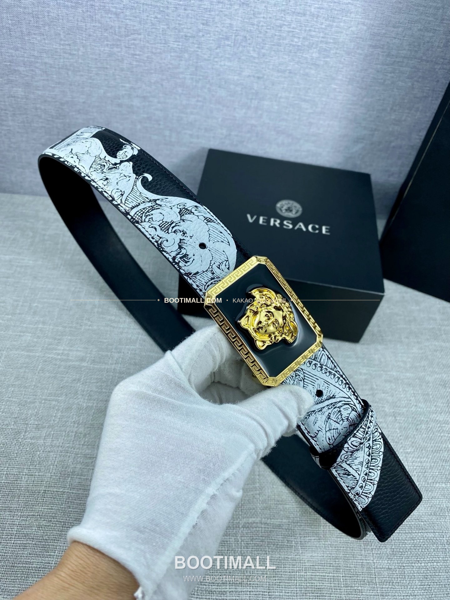베르사체 카프스킨 팔라초 메두사 라포프클래식 벨트 Versace Calfskin Palazzo Medusa Le Pop Classique Belt 4cm 1