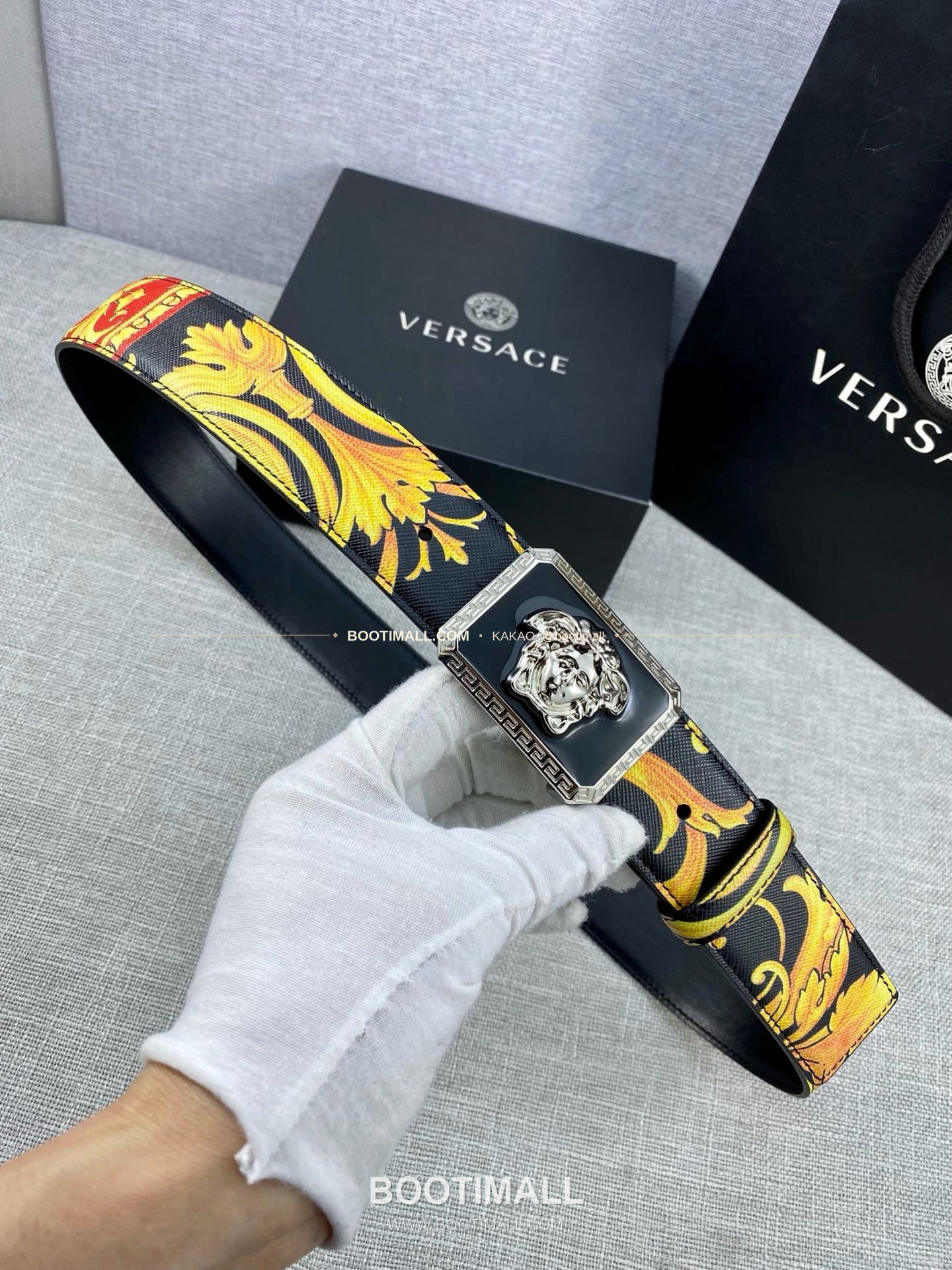 베르사체 카프스킨 팔라초 메두사 라포프클래식 벨트 Versace Calfskin Palazzo Medusa Le Pop Classique Belt 4cm 1
