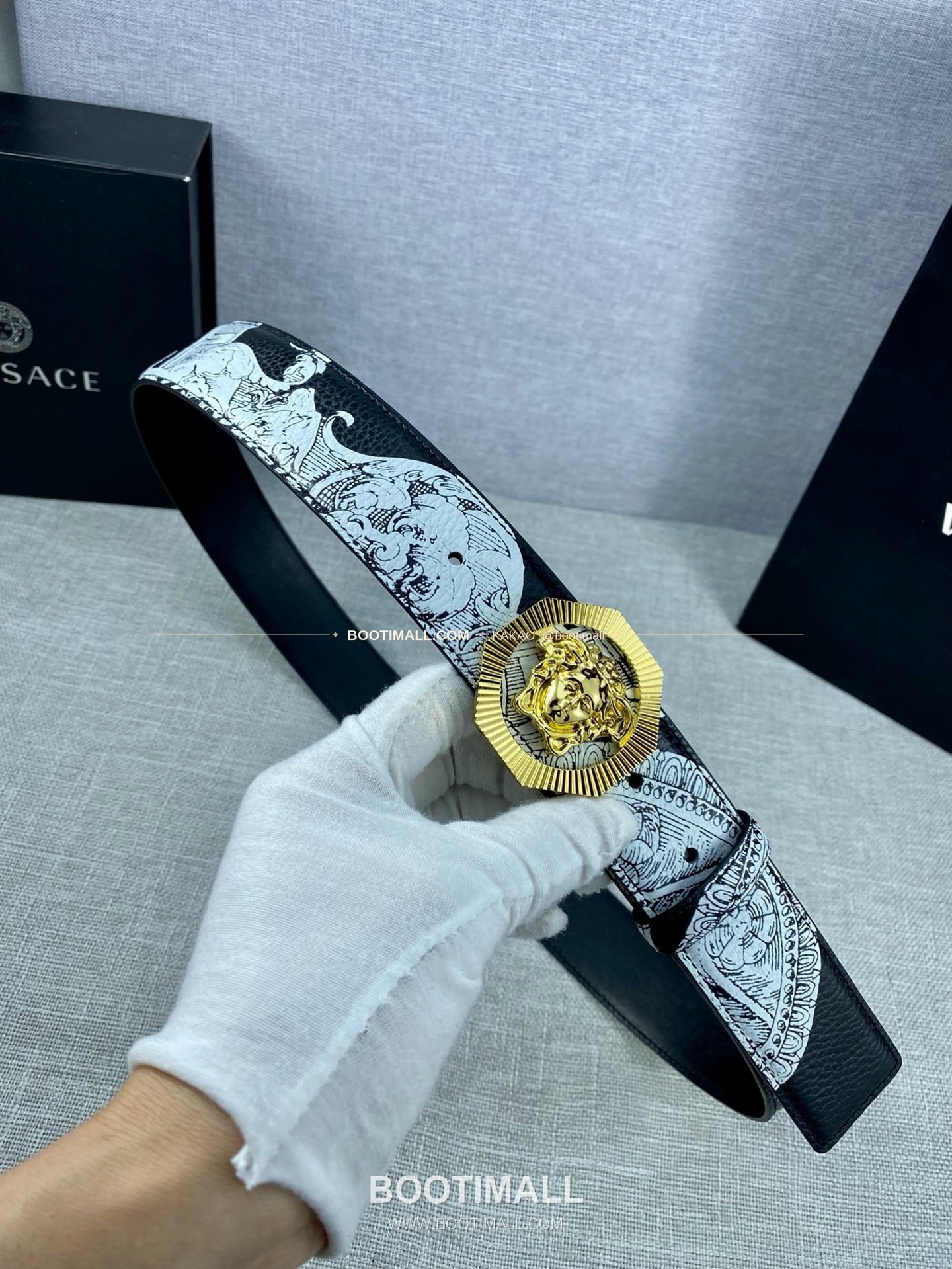 베르사체 카프스킨 팔라초 메두사 라포프클래식 벨트 Versace Calfskin Palazzo Medusa Le Pop Classique Belt 4cm 1