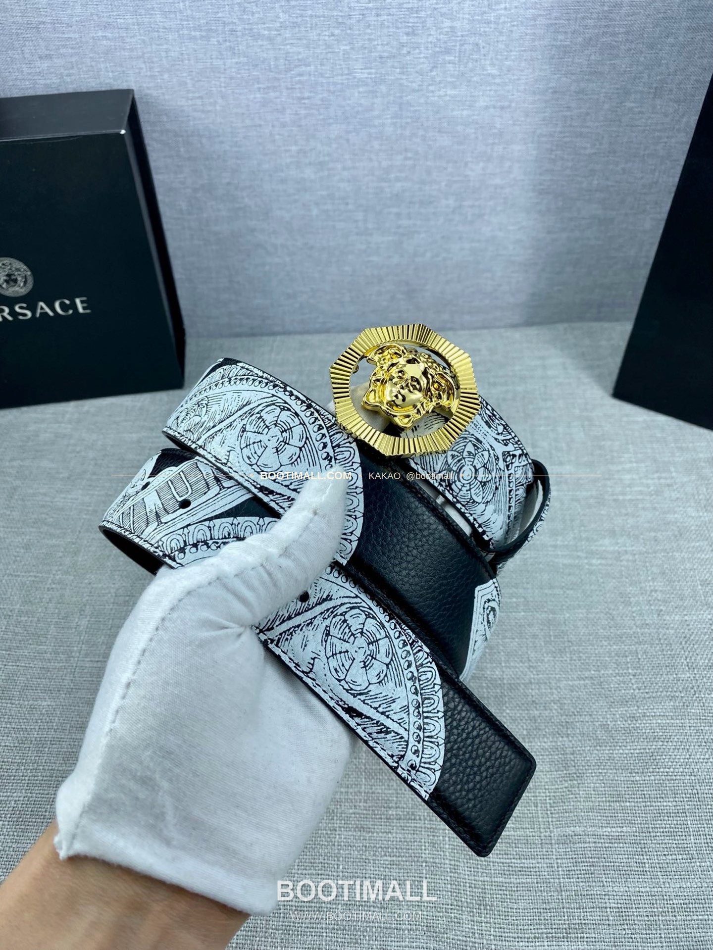베르사체 카프스킨 팔라초 메두사 라포프클래식 벨트 Versace Calfskin Palazzo Medusa Le Pop Classique Belt 4cm 2