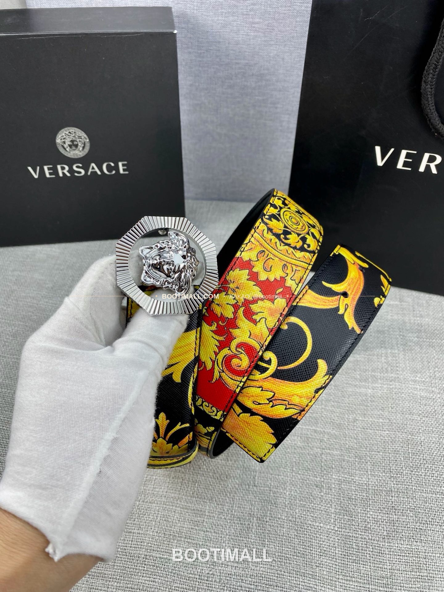 베르사체 카프스킨 팔라초 메두사 라포프클래식 벨트 Versace Calfskin Palazzo Medusa Le Pop Classique Belt 4cm 3