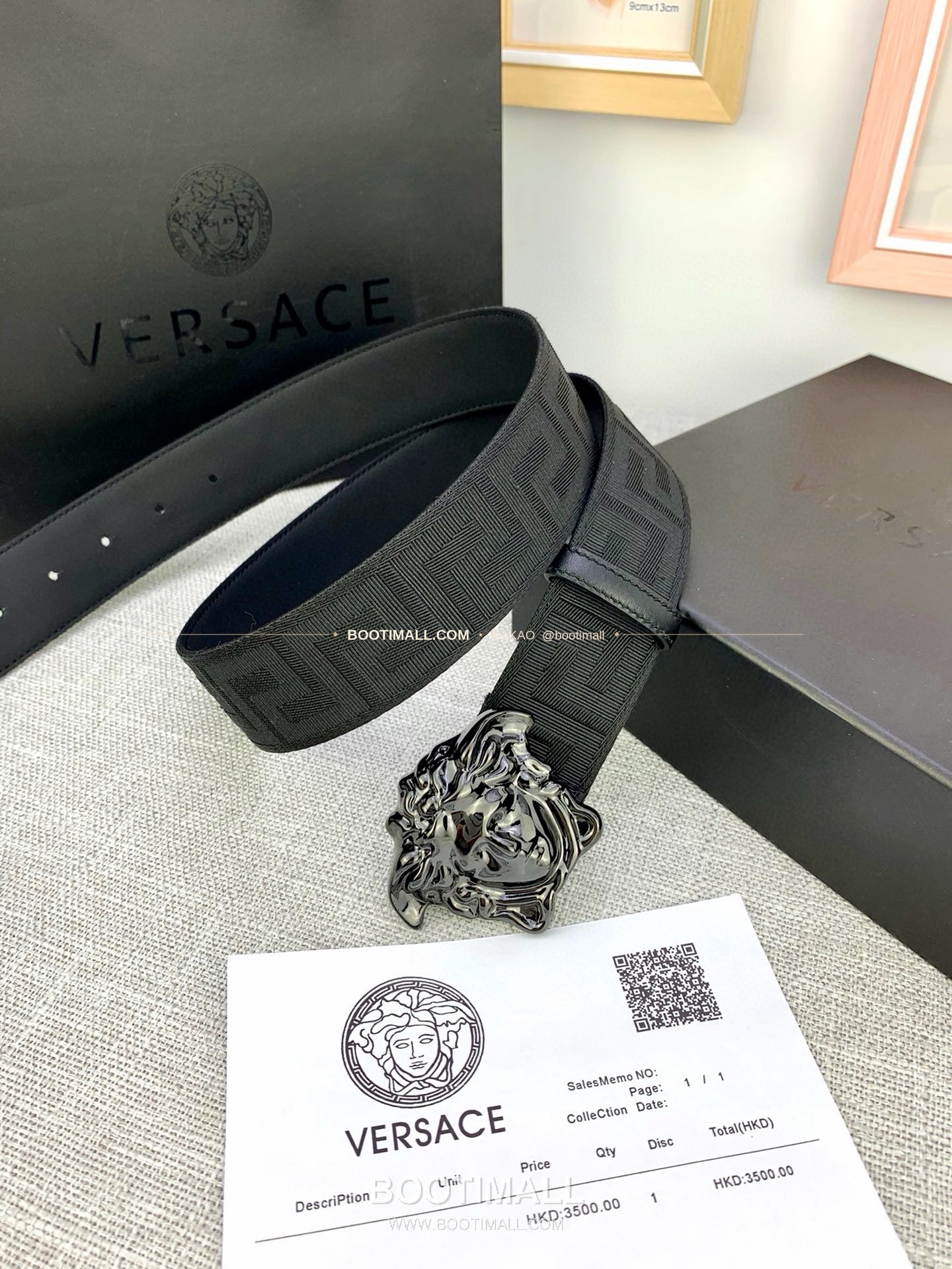 베르사체 메두사 캔버스 라그레카 카프스킨 벨트 Versace Medusa Canvas La Greca Calfskin Belt 4cm 3