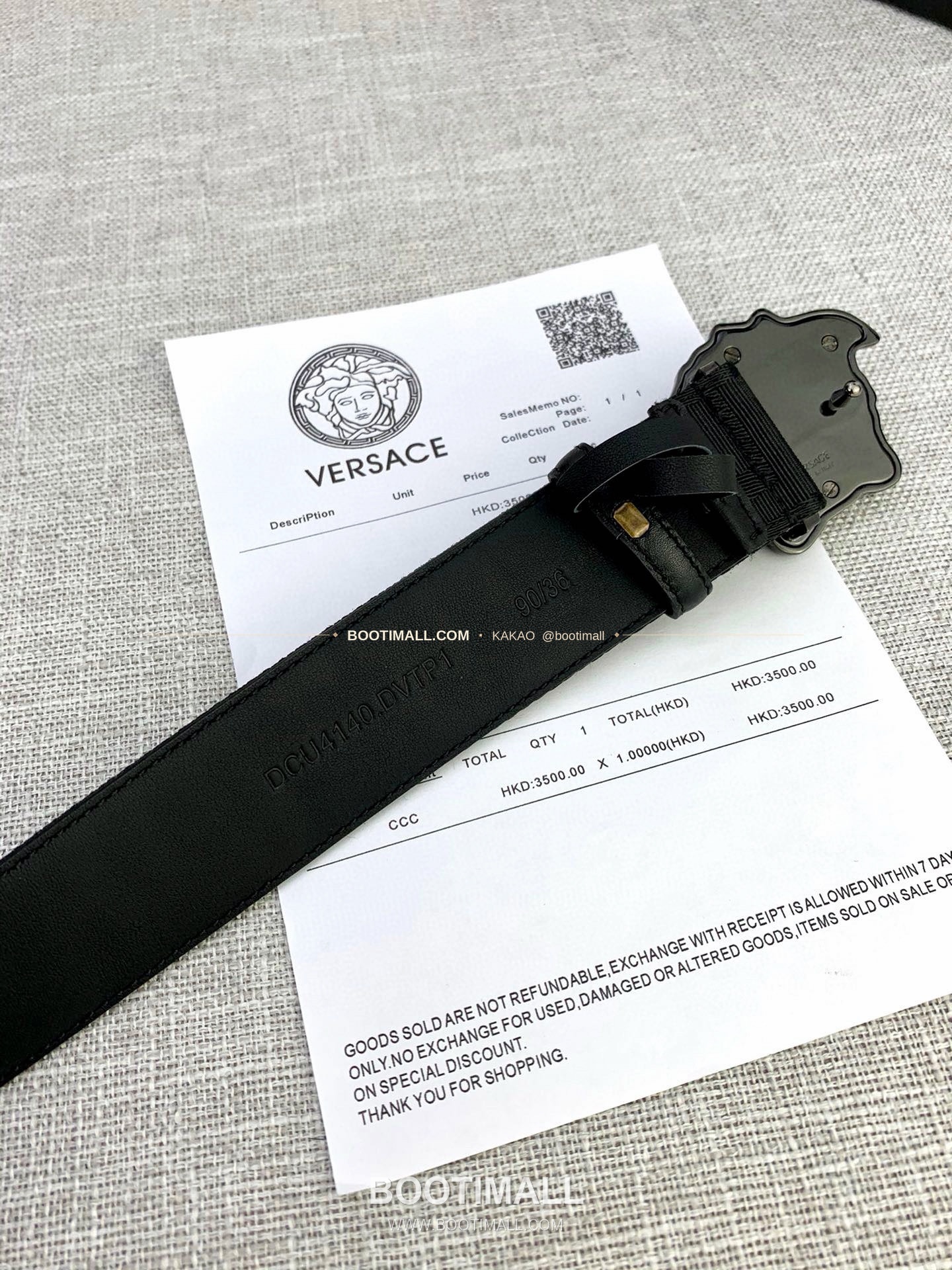 베르사체 메두사 캔버스 라그레카 카프스킨 벨트 Versace Medusa Canvas La Greca Calfskin Belt 4cm 6