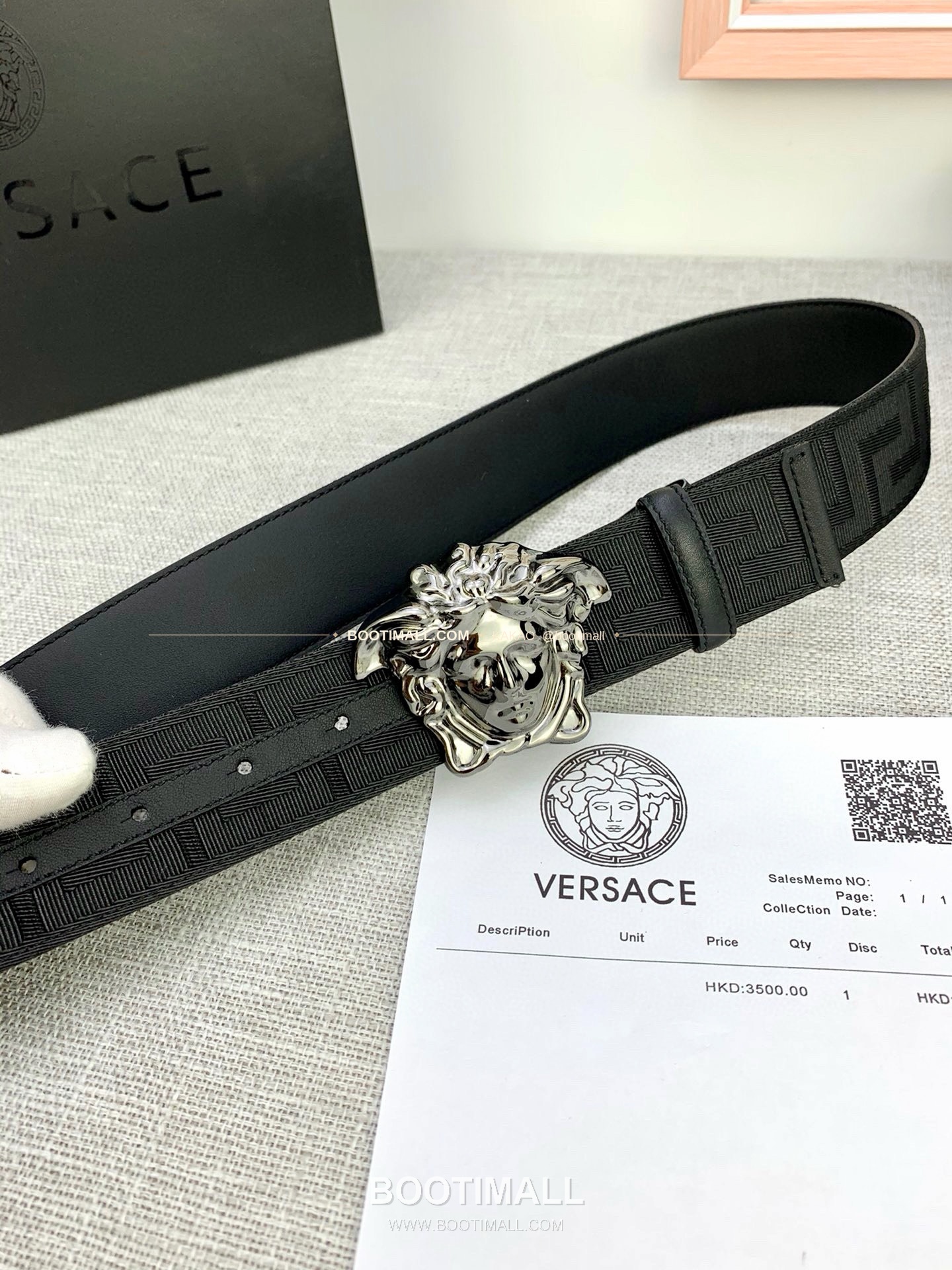 베르사체 메두사 캔버스 라그레카 카프스킨 벨트 Versace Medusa Canvas La Greca Calfskin Belt 4cm 3