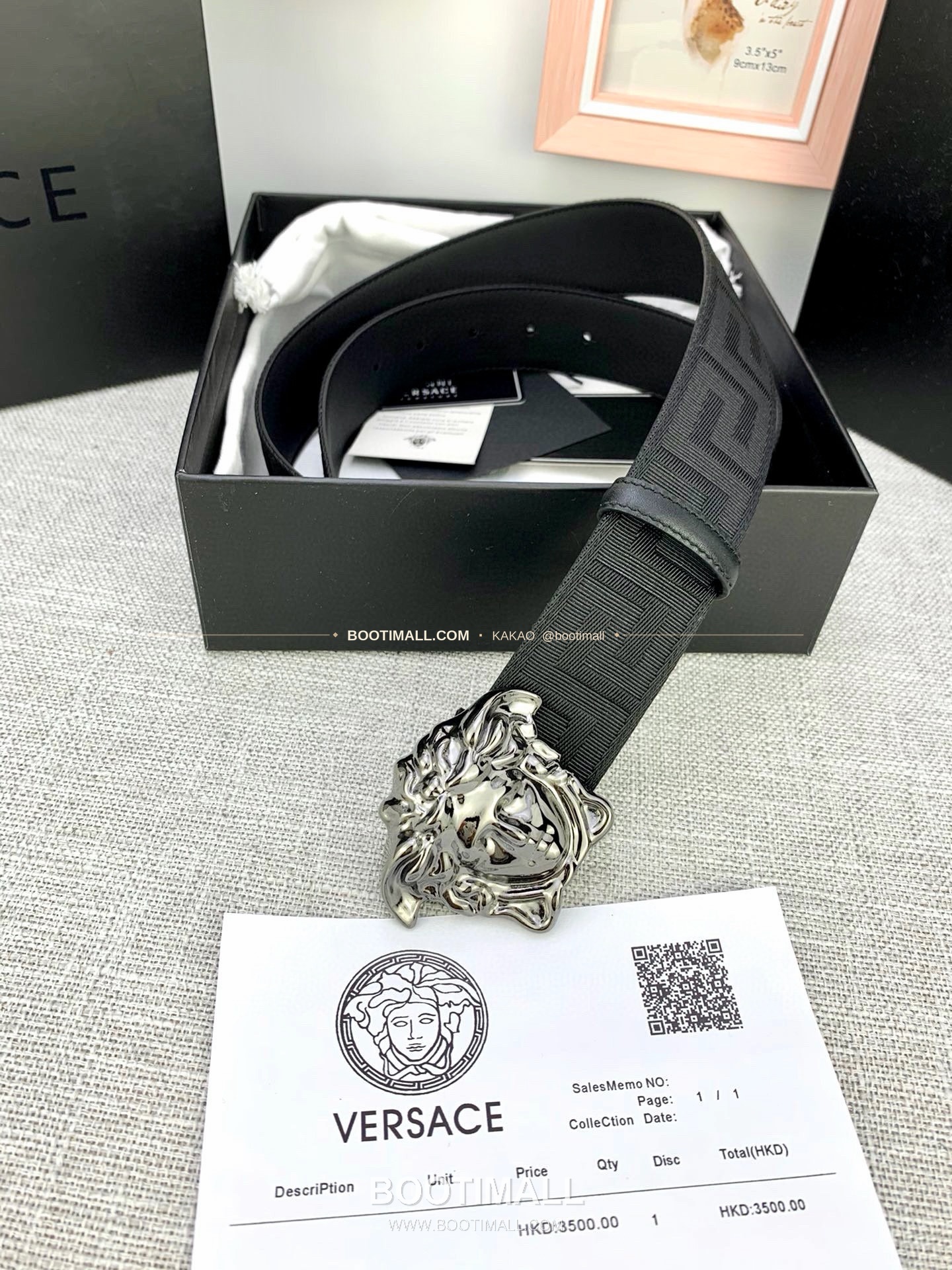 베르사체 메두사 캔버스 라그레카 카프스킨 벨트 Versace Medusa Canvas La Greca Calfskin Belt 4cm 6