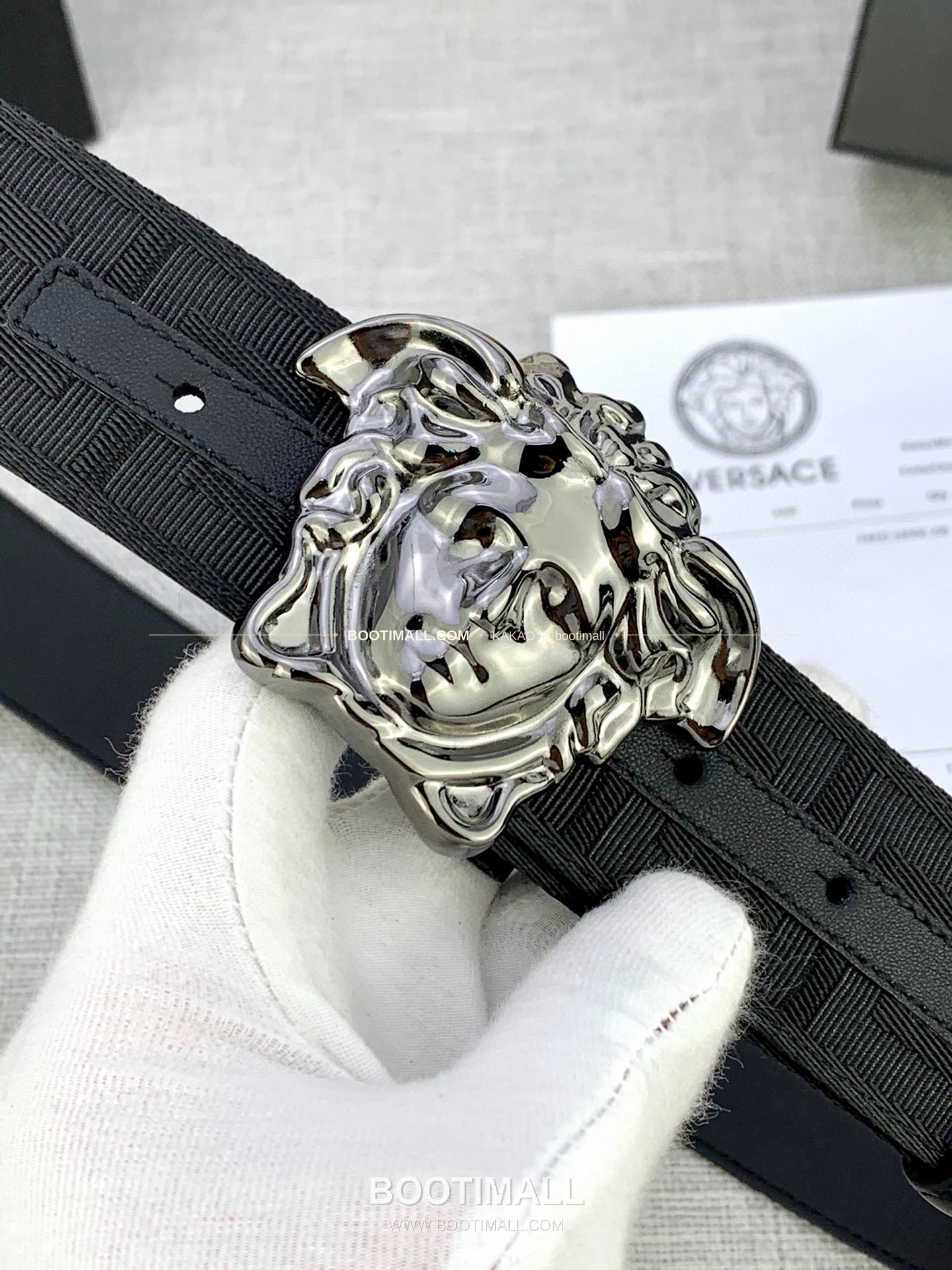 베르사체 메두사 캔버스 라그레카 카프스킨 벨트 Versace Medusa Canvas La Greca Calfskin Belt 4cm 7