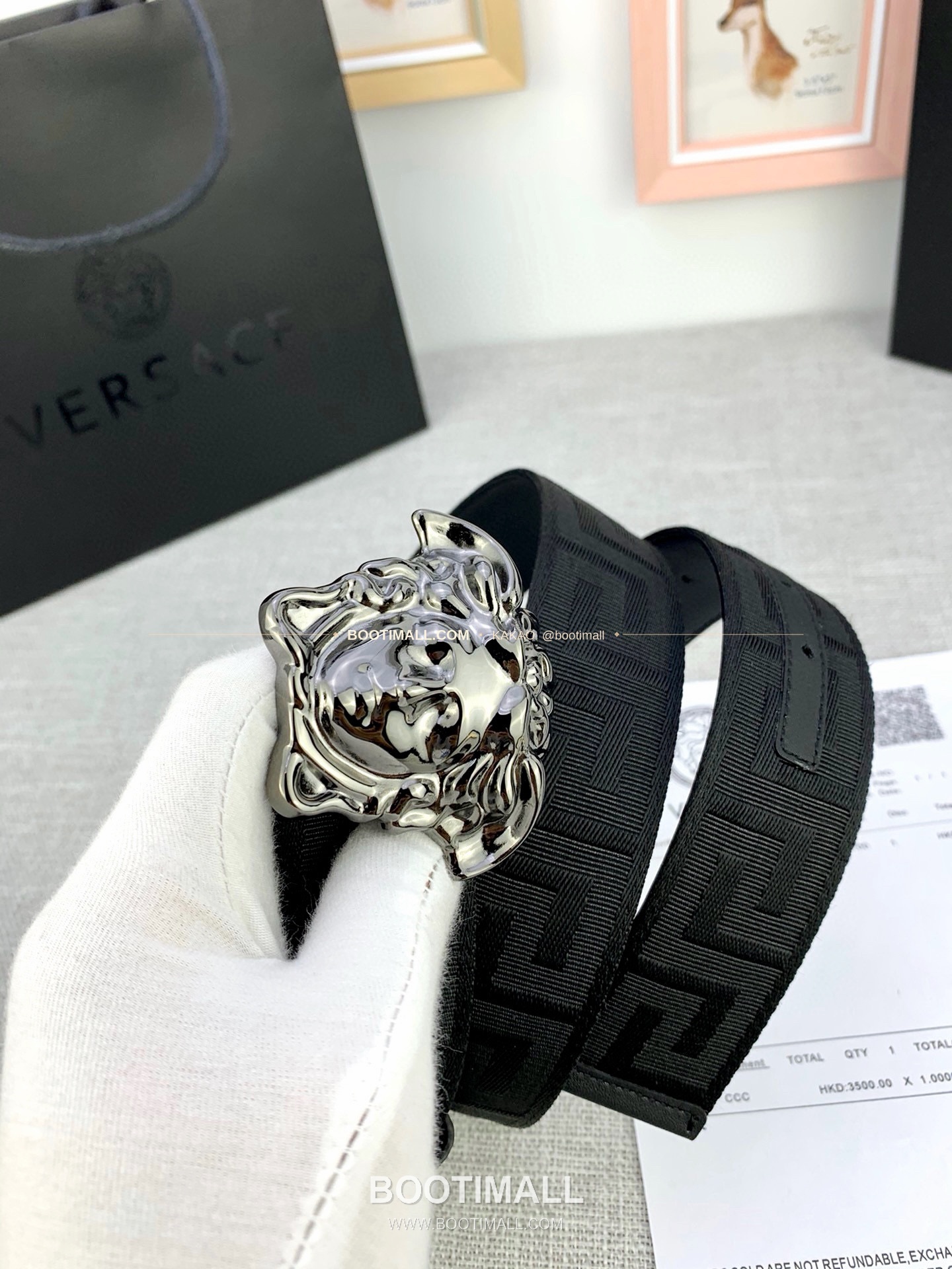 베르사체 메두사 캔버스 라그레카 카프스킨 벨트 Versace Medusa Canvas La Greca Calfskin Belt 4cm 8
