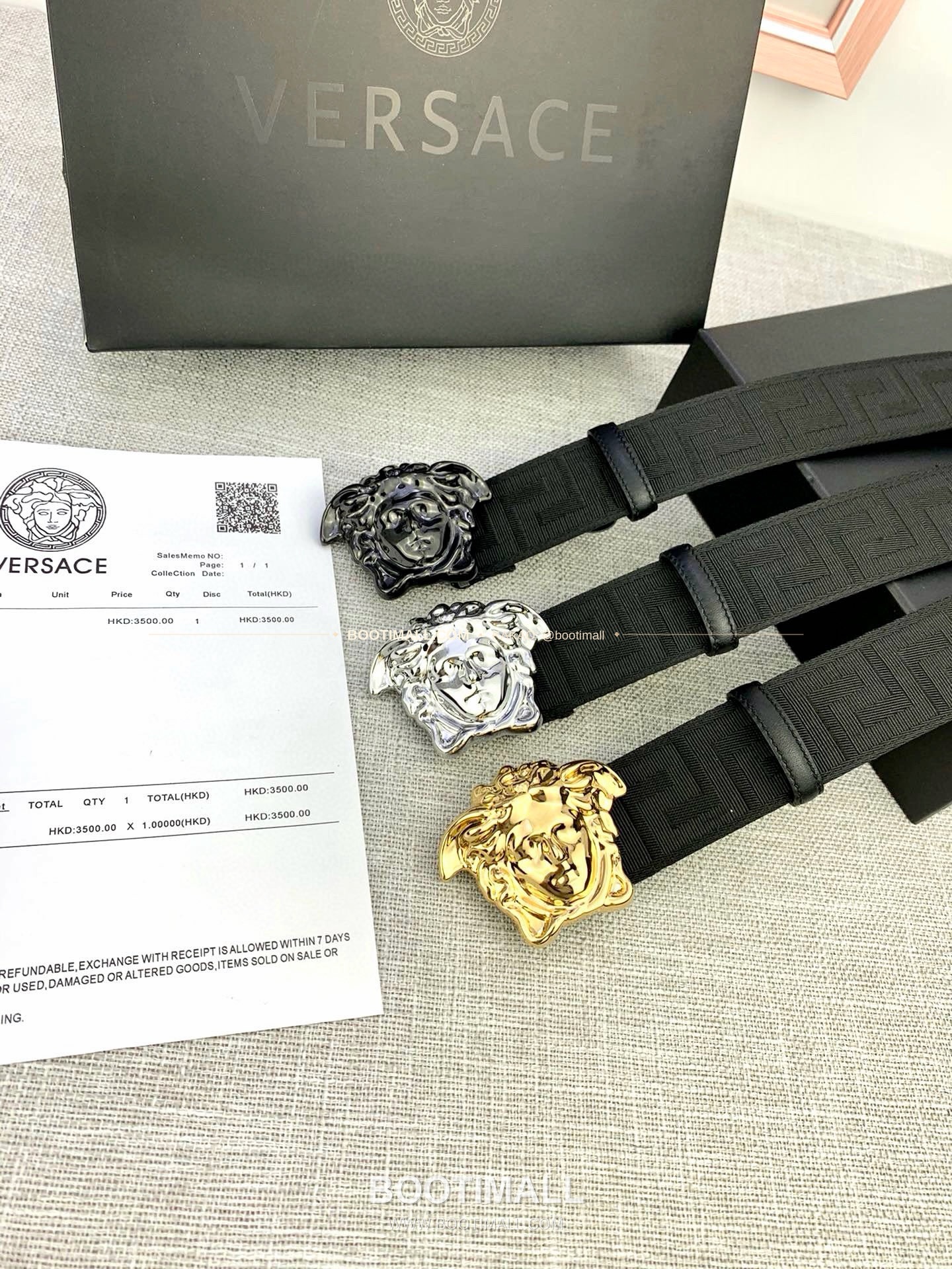 베르사체 메두사 캔버스 라그레카 카프스킨 벨트 Versace Medusa Canvas La Greca Calfskin Belt 4cm 9