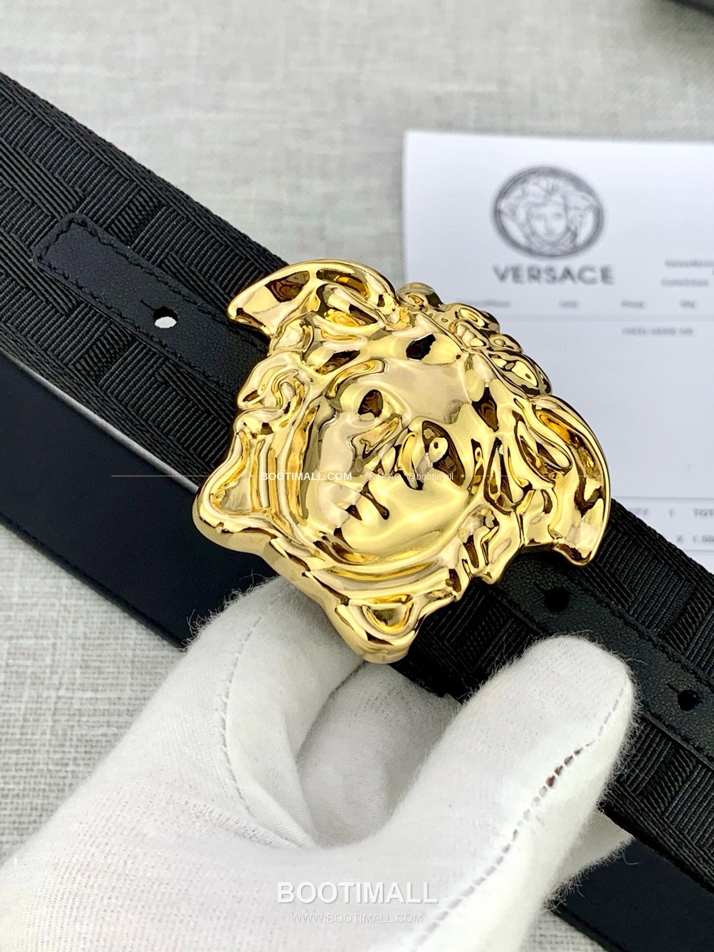 베르사체 메두사 캔버스 라그레카 카프스킨 벨트 Versace Medusa Canvas La Greca Calfskin Belt 4cm 3