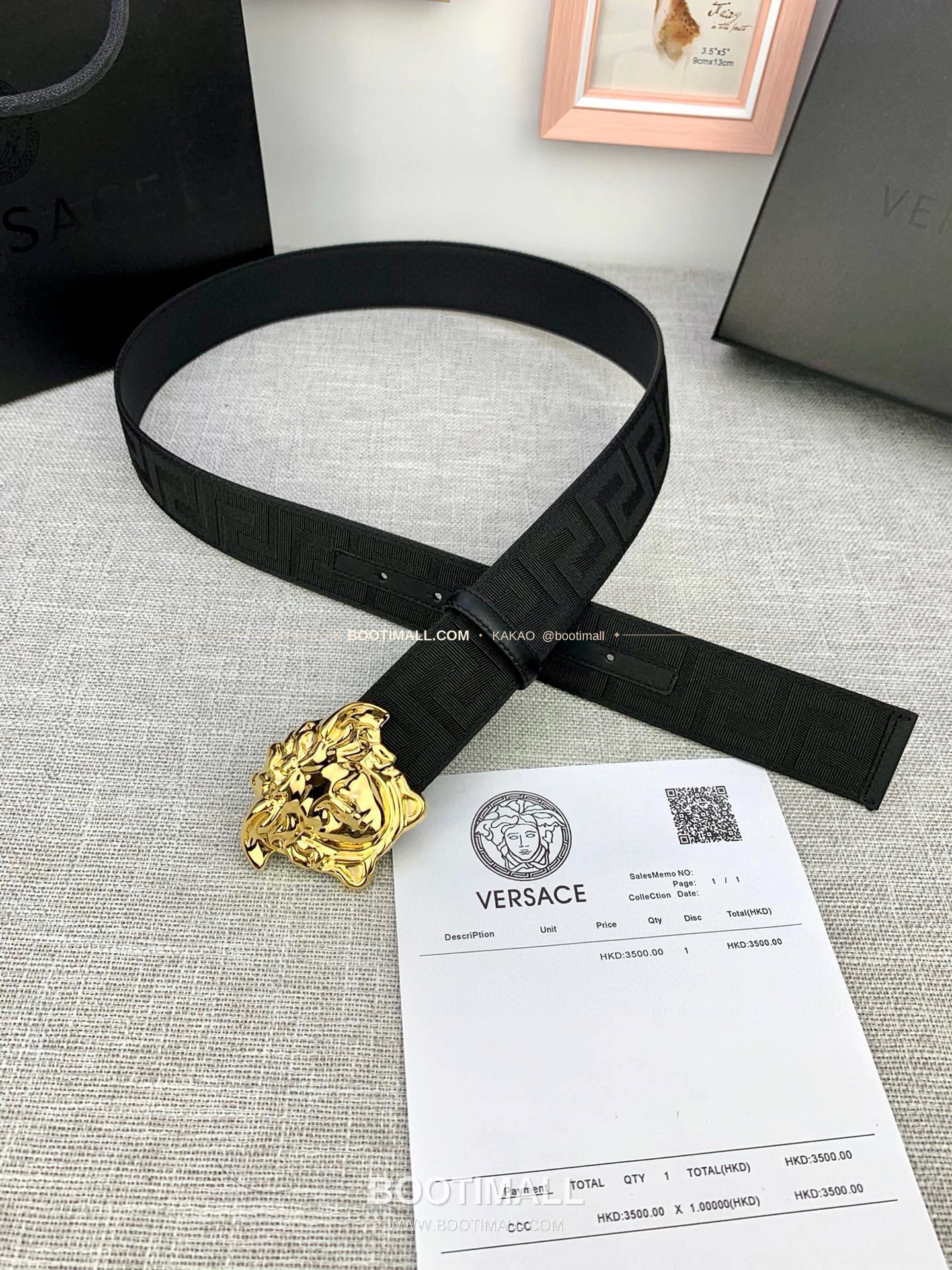 베르사체 메두사 캔버스 라그레카 카프스킨 벨트 Versace Medusa Canvas La Greca Calfskin Belt 4cm 6