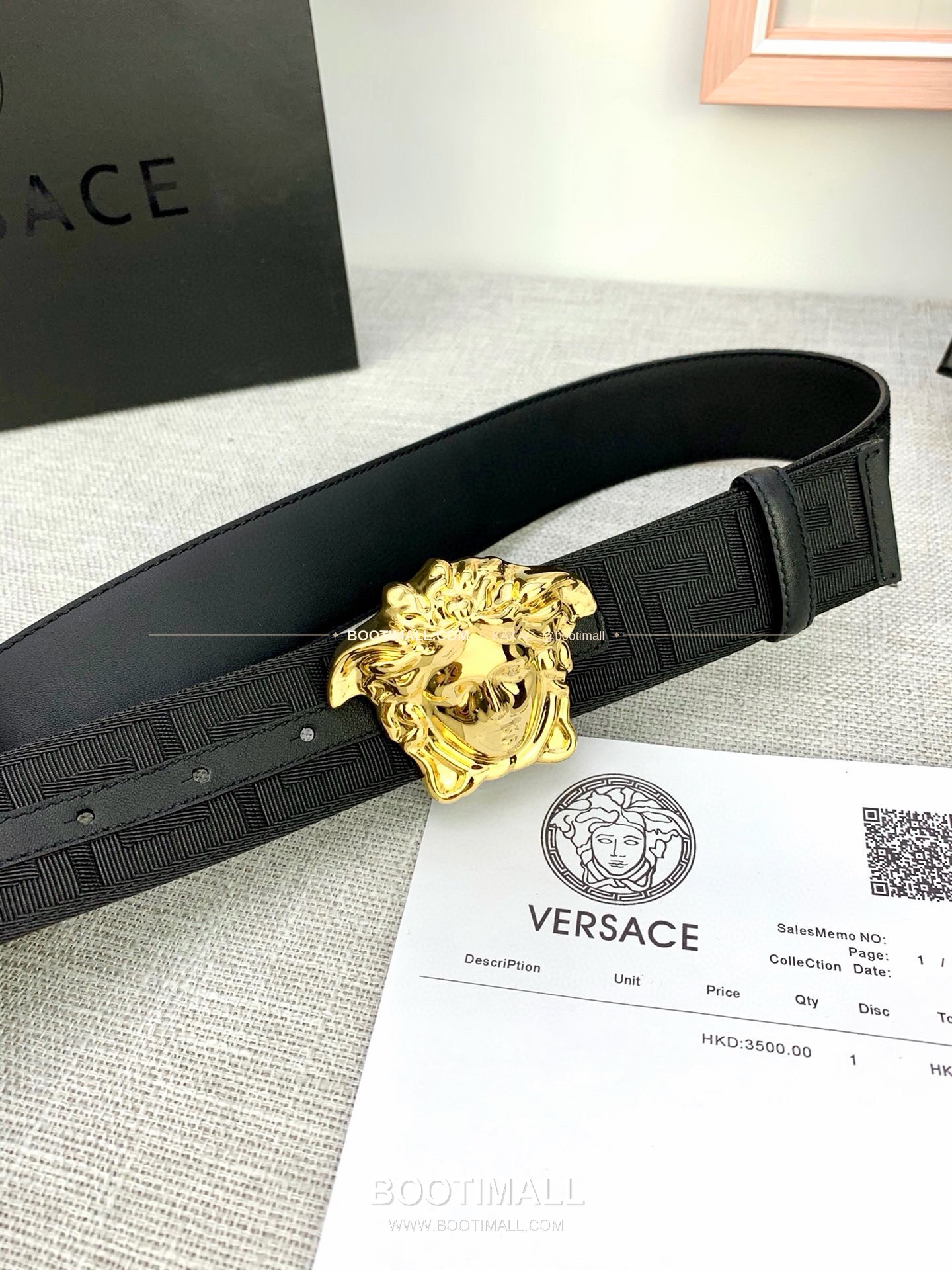 베르사체 메두사 캔버스 라그레카 카프스킨 벨트 Versace Medusa Canvas La Greca Calfskin Belt 4cm 8