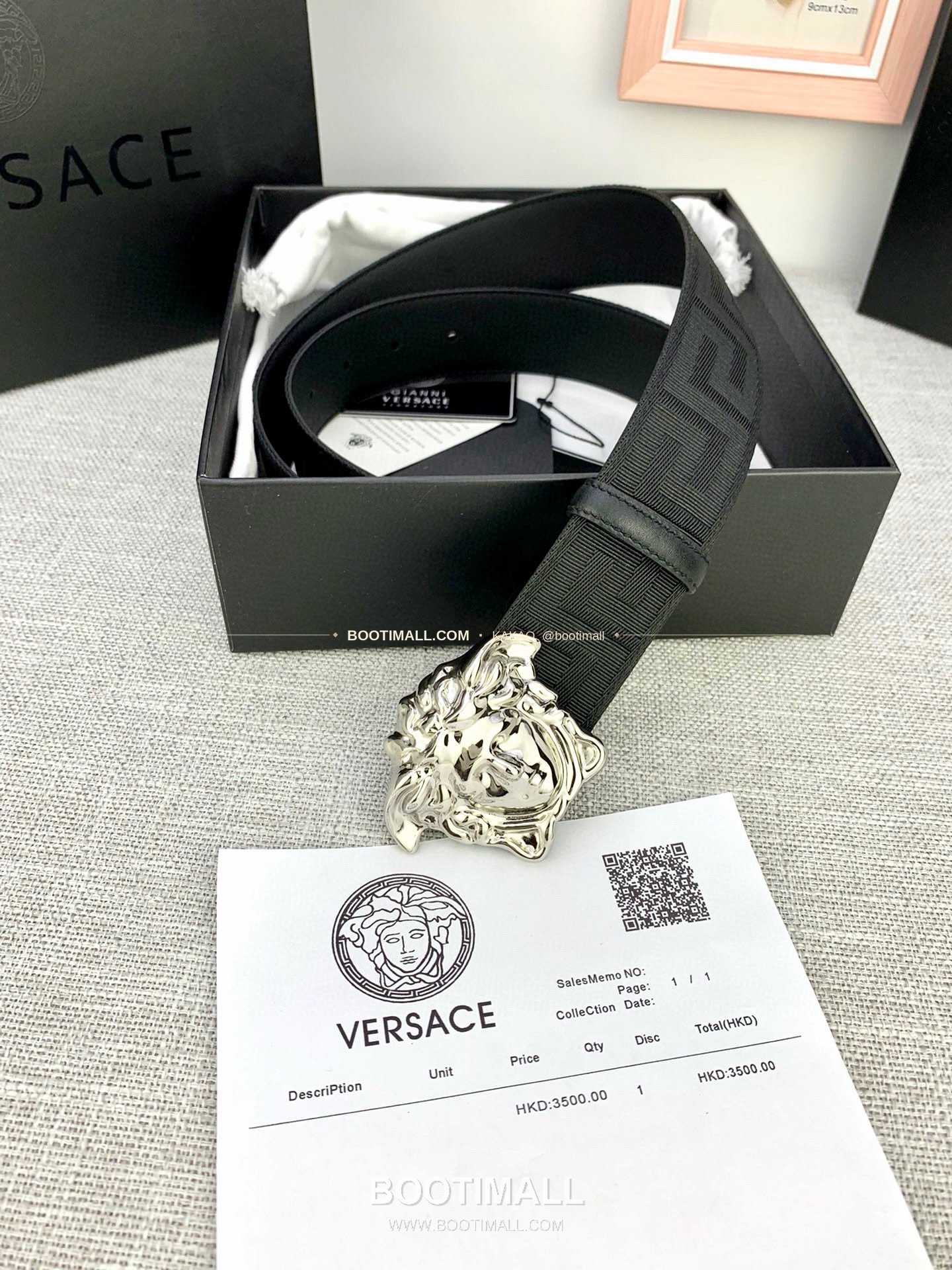 베르사체 메두사 캔버스 라그레카 카프스킨 벨트 Versace Medusa Canvas La Greca Calfskin Belt 4cm 2