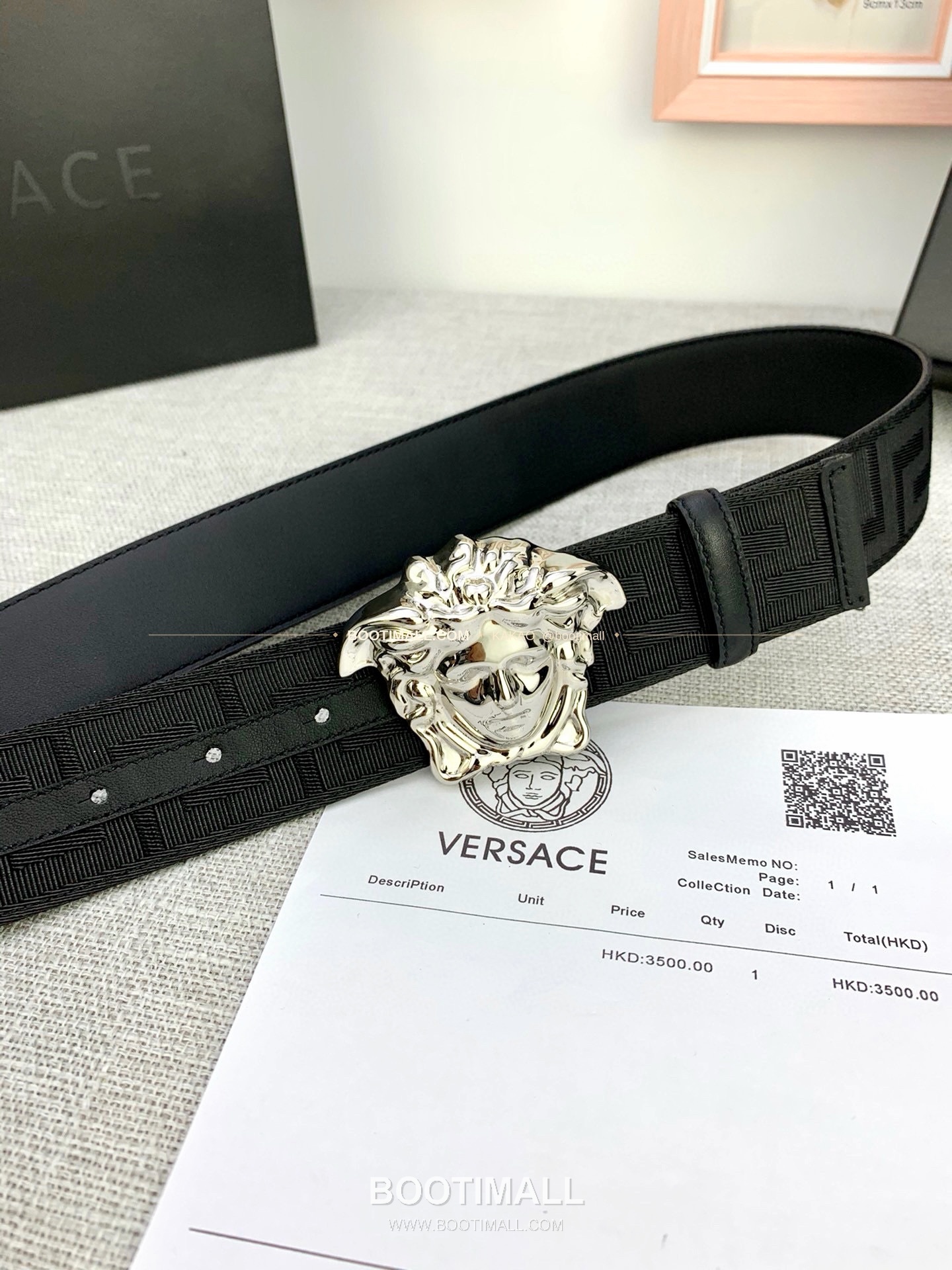 베르사체 메두사 캔버스 라그레카 카프스킨 벨트 Versace Medusa Canvas La Greca Calfskin Belt 4cm 3