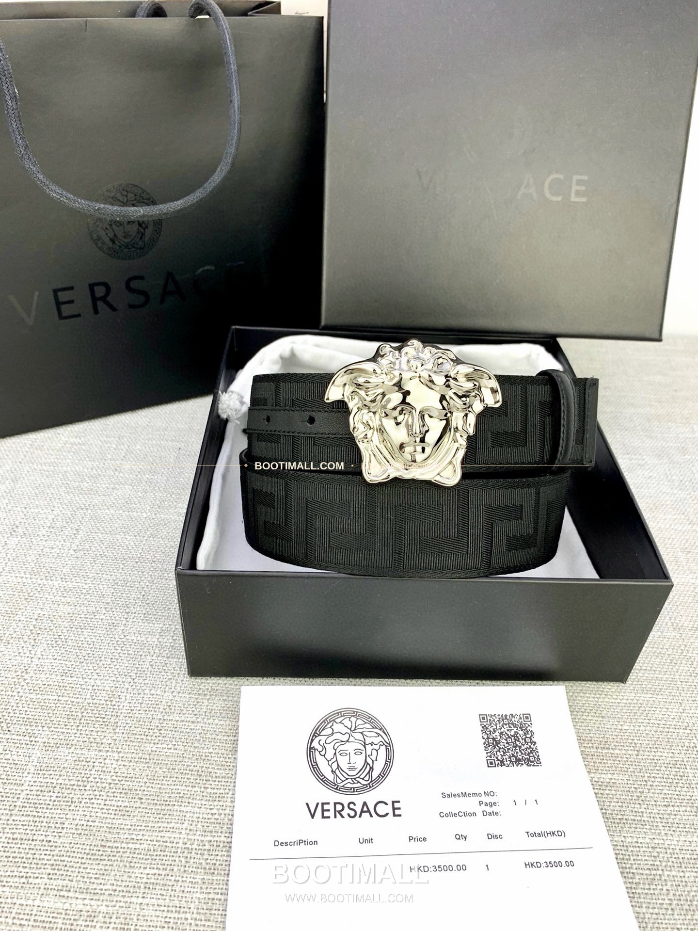 베르사체 메두사 캔버스 라그레카 카프스킨 벨트 Versace Medusa Canvas La Greca Calfskin Belt 4cm 6
