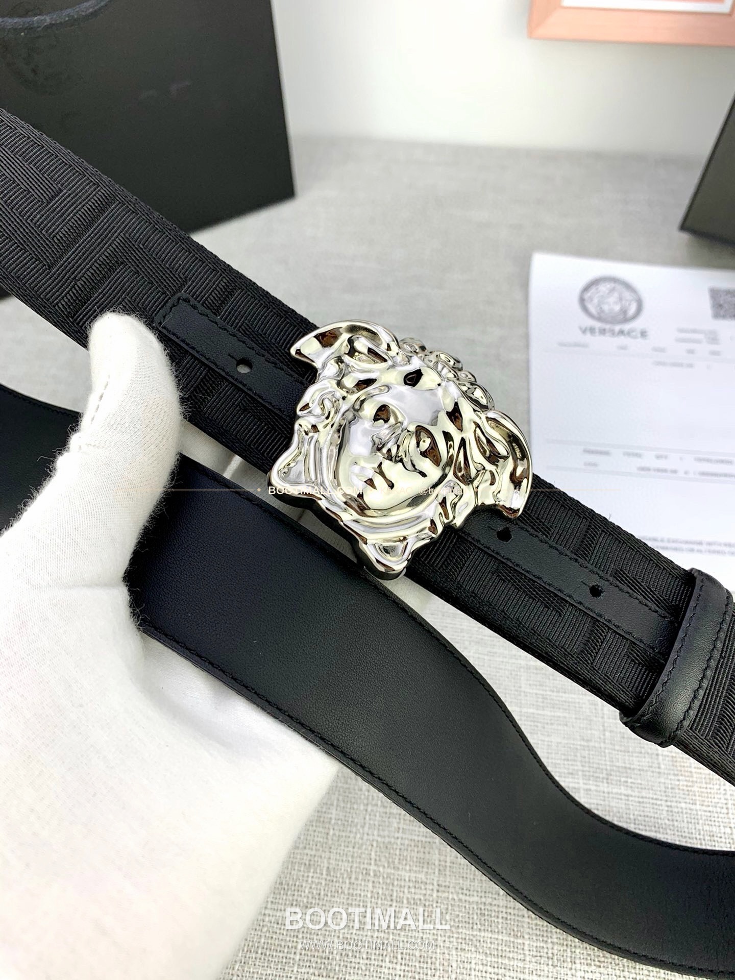 베르사체 메두사 캔버스 라그레카 카프스킨 벨트 Versace Medusa Canvas La Greca Calfskin Belt 4cm 7