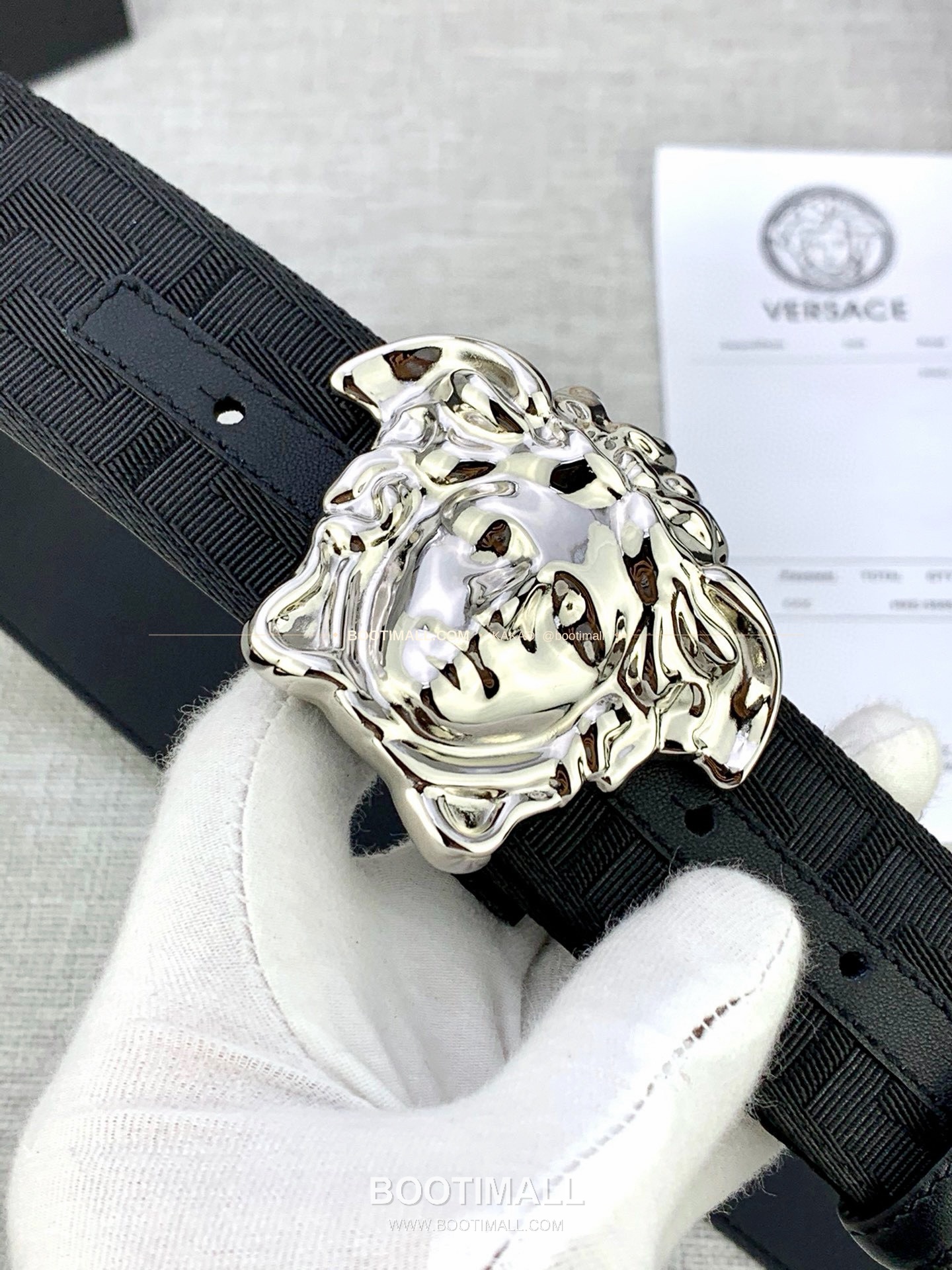 베르사체 메두사 캔버스 라그레카 카프스킨 벨트 Versace Medusa Canvas La Greca Calfskin Belt 4cm 8