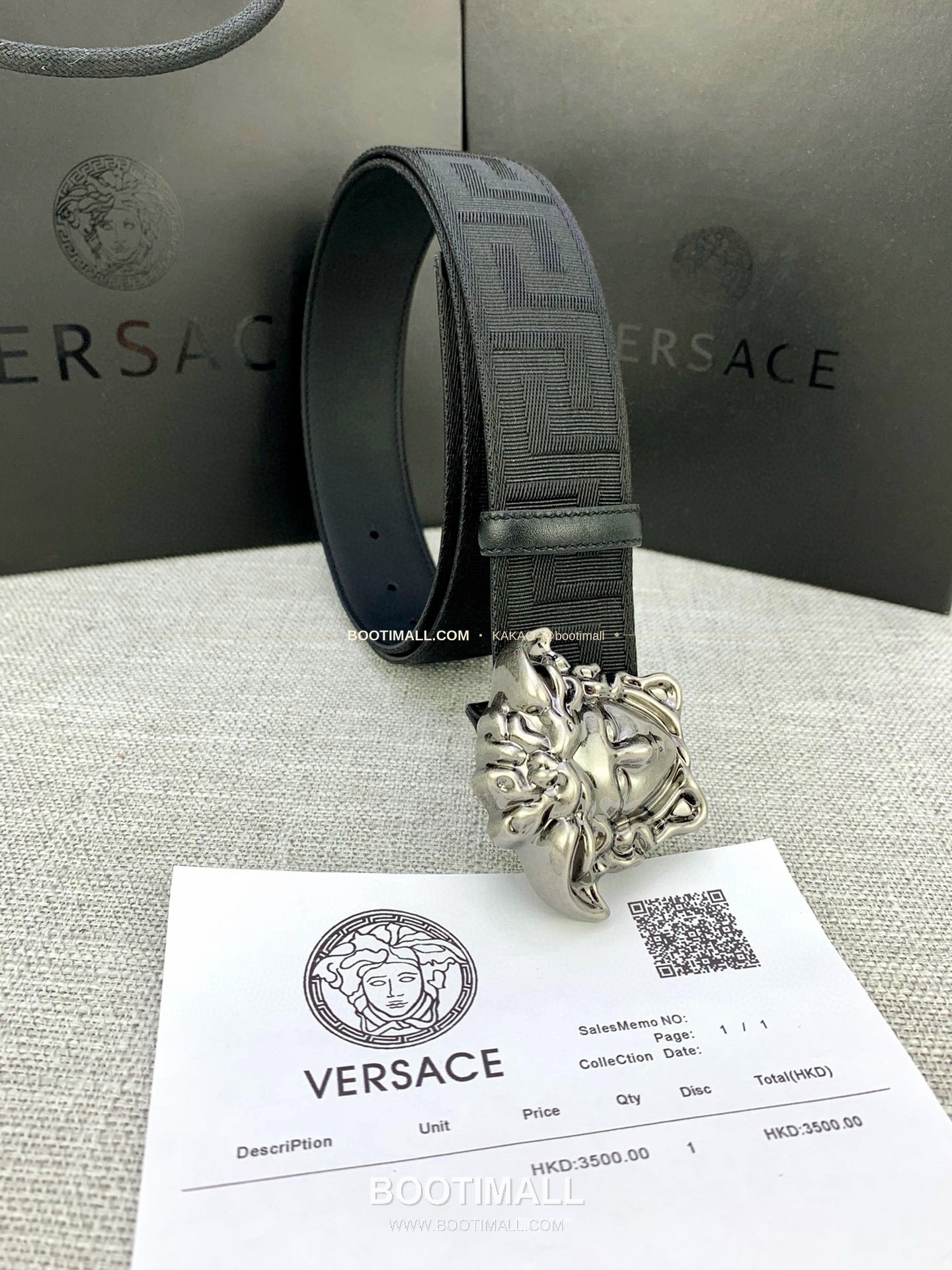 베르사체 메두사 캔버스 라그레카 카프스킨 벨트 Versace Medusa Canvas La Greca Calfskin Belt 4cm 6