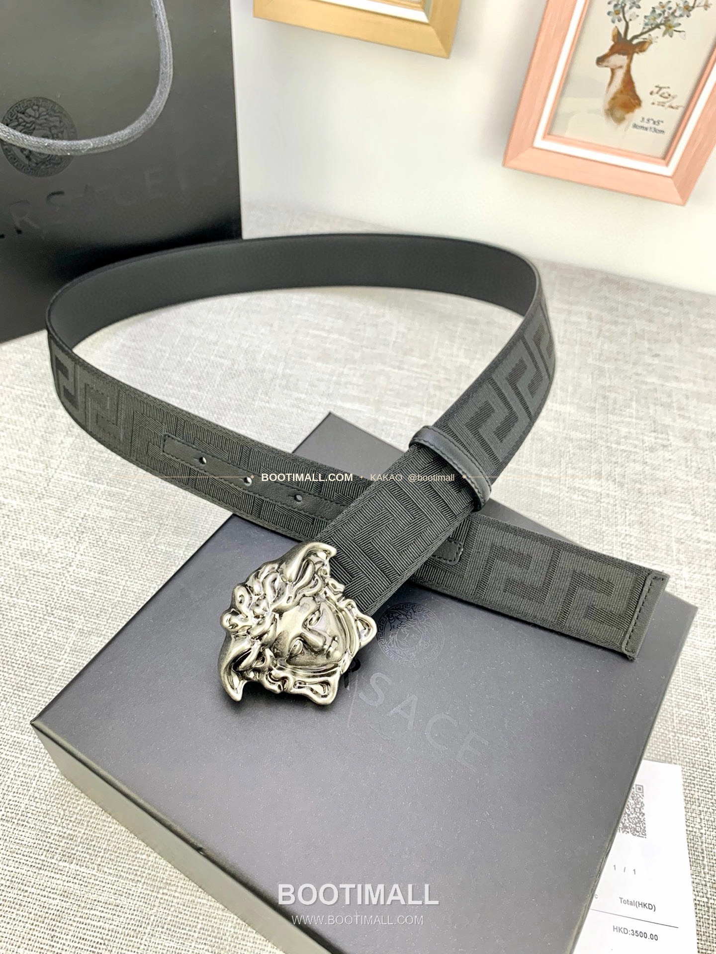 베르사체 메두사 캔버스 라그레카 카프스킨 벨트 Versace Medusa Canvas La Greca Calfskin Belt 4cm 7