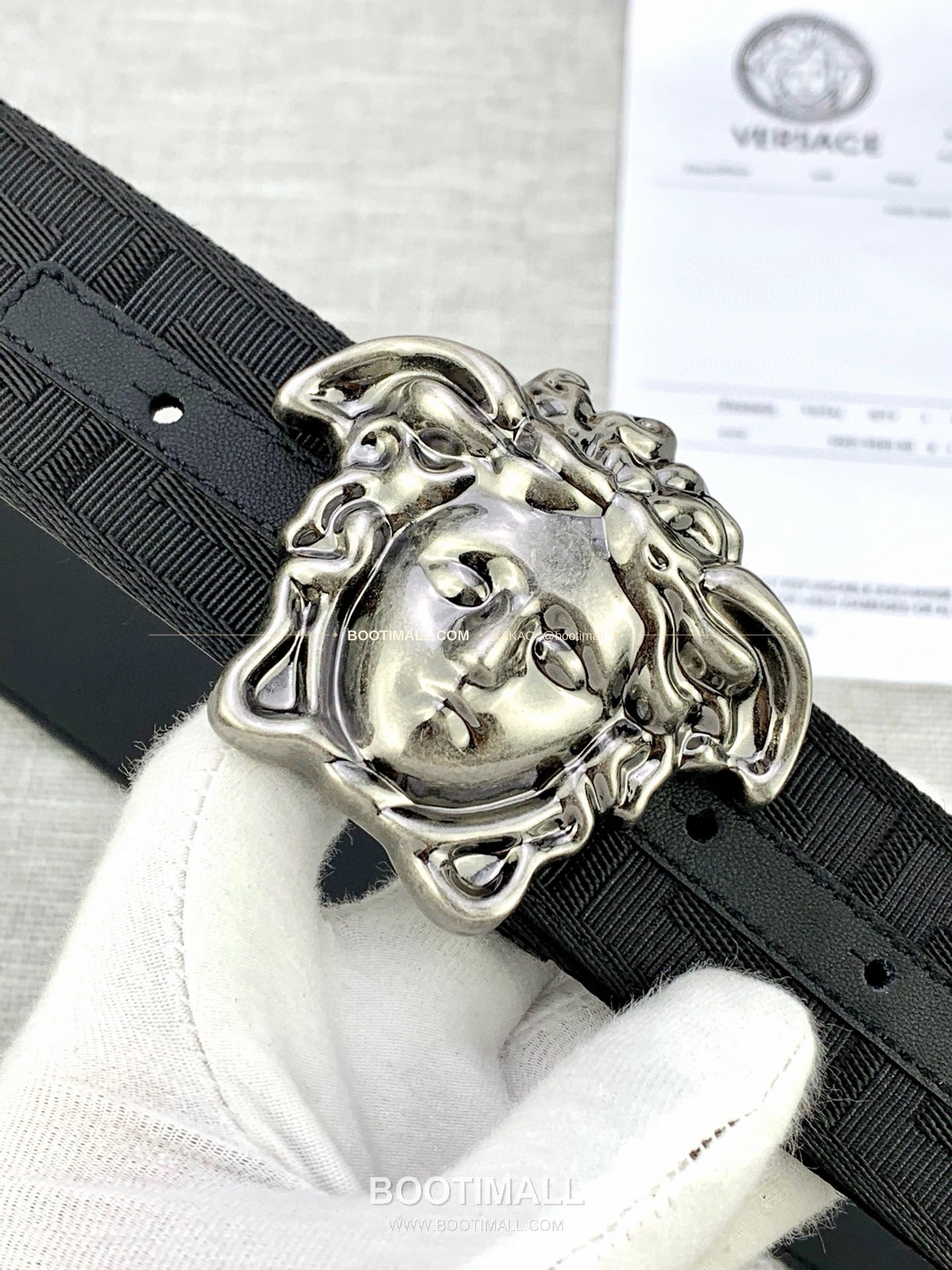 베르사체 메두사 캔버스 라그레카 카프스킨 벨트 Versace Medusa Canvas La Greca Calfskin Belt 4cm 8