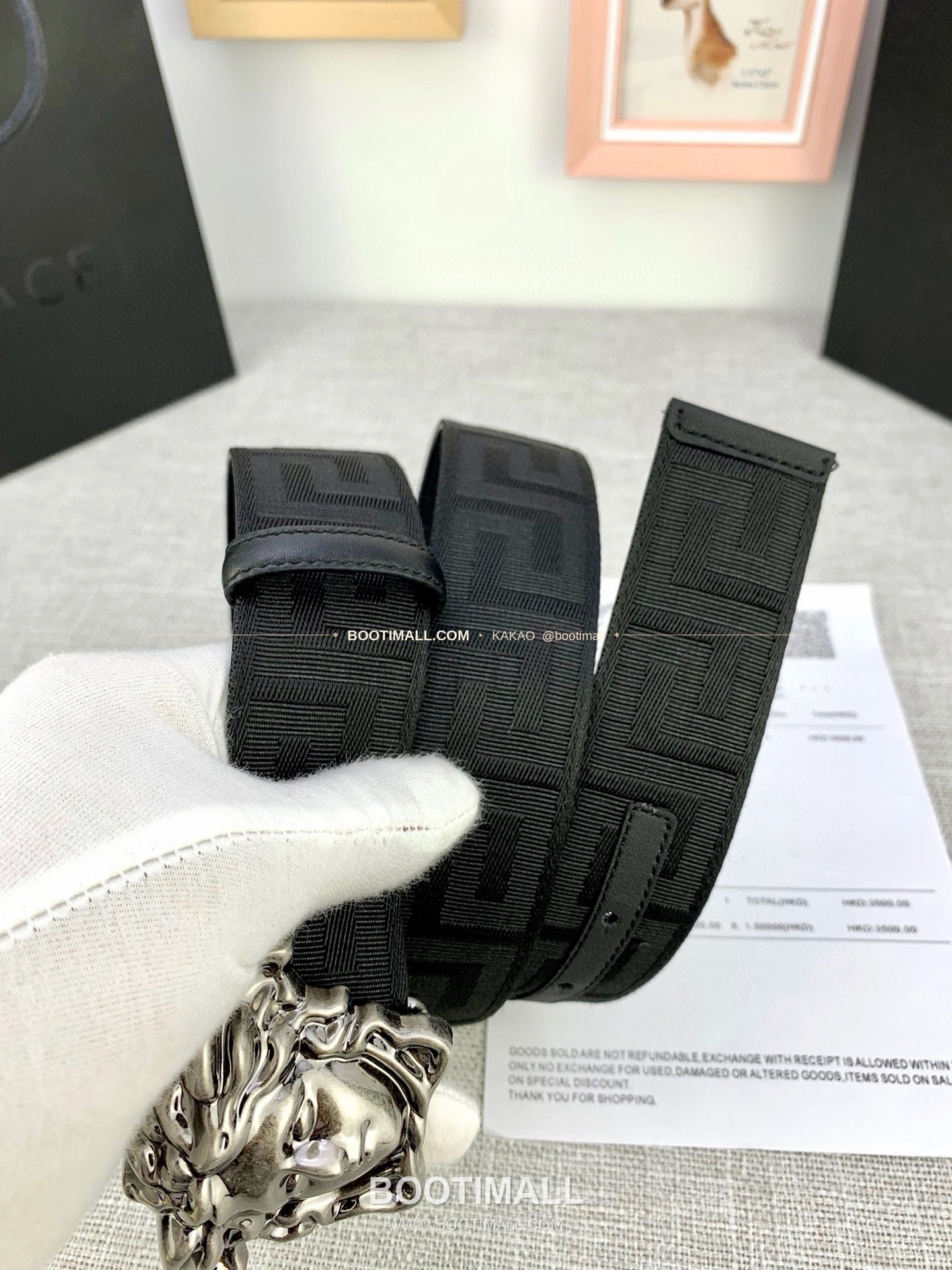 베르사체 메두사 캔버스 라그레카 카프스킨 벨트 Versace Medusa Canvas La Greca Calfskin Belt 4cm 9