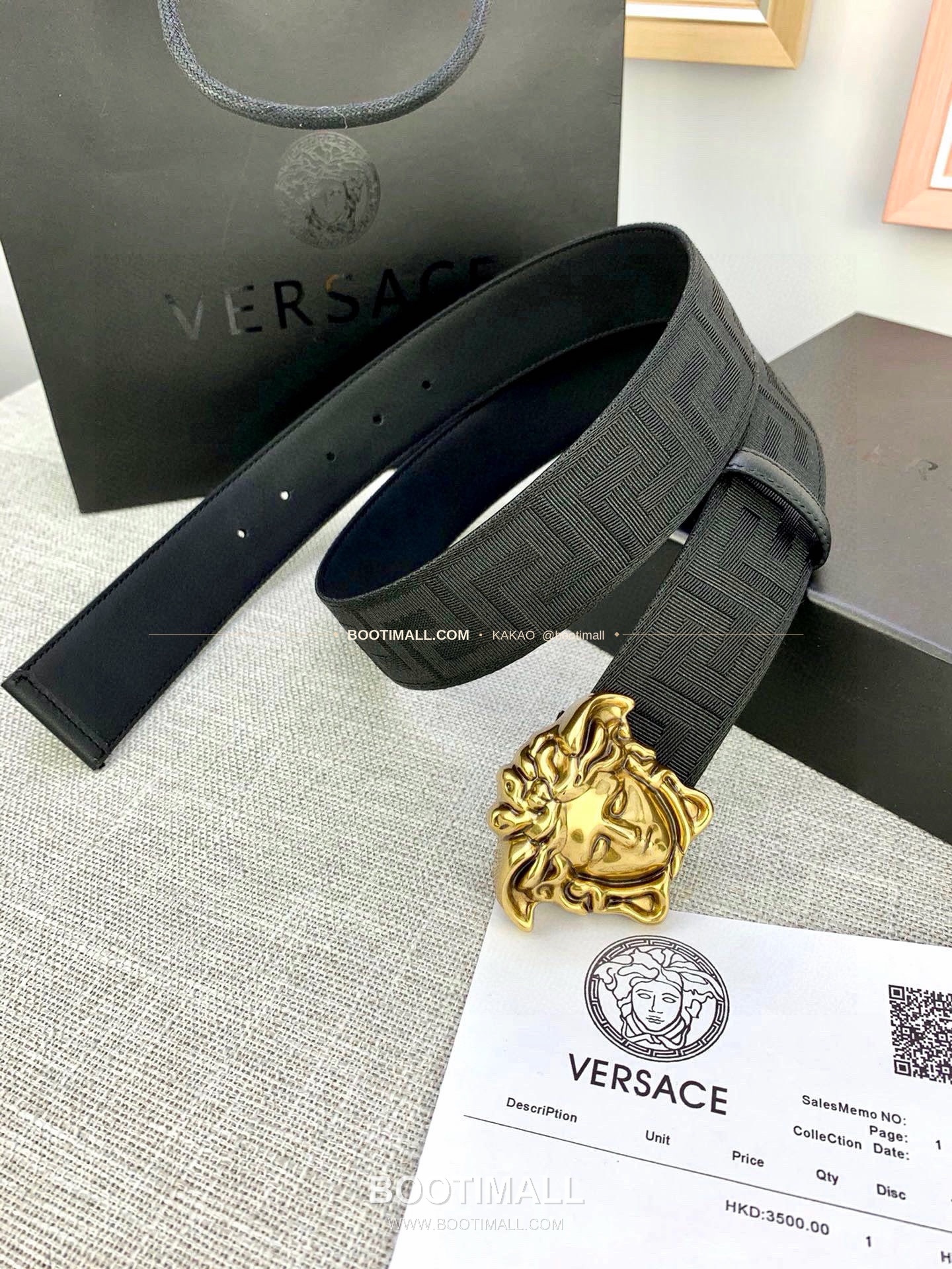 베르사체 메두사 캔버스 라그레카 카프스킨 벨트 Versace Medusa Canvas La Greca Calfskin Belt 4cm 2