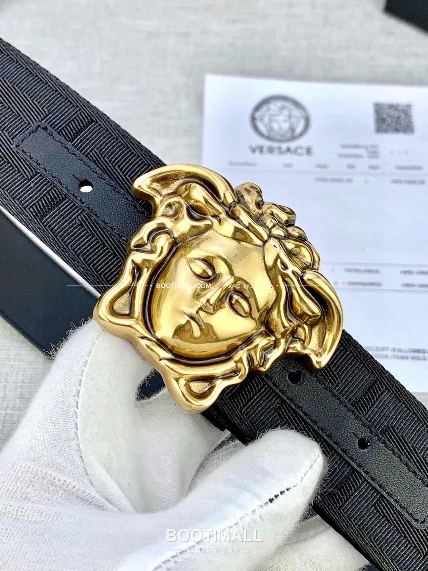베르사체 메두사 캔버스 라그레카 카프스킨 벨트 Versace Medusa Canvas La Greca Calfskin Belt 4cm 8