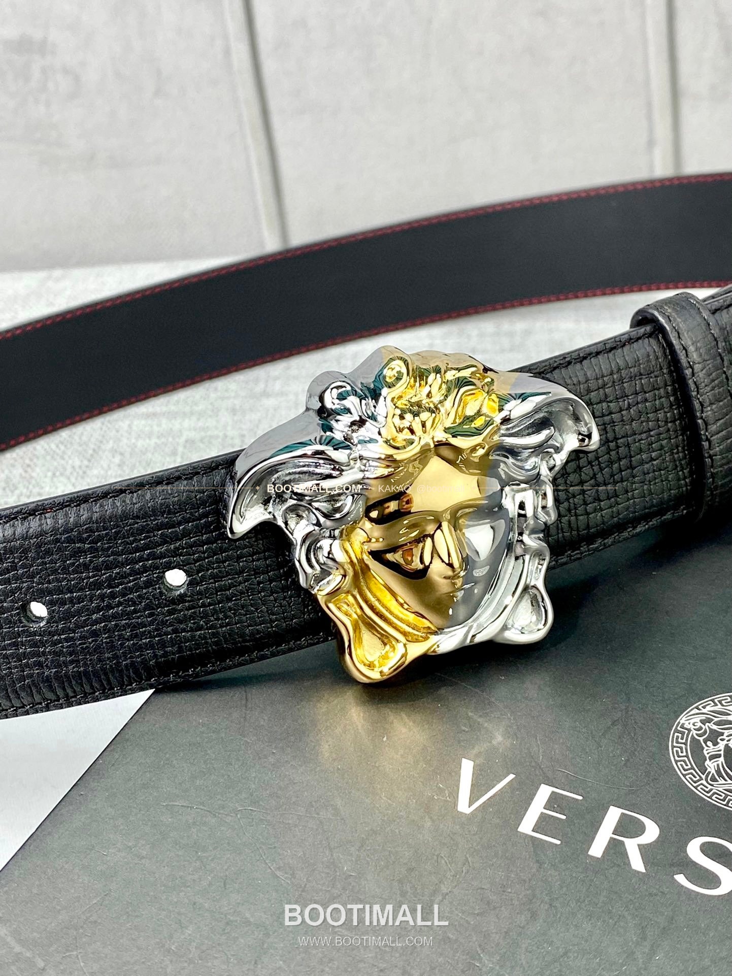 베르사체 리치드 카프스킨 메두사 플레이트 벨트 Versace Grained Calfskin Medusa Plate Belt 4cm 3