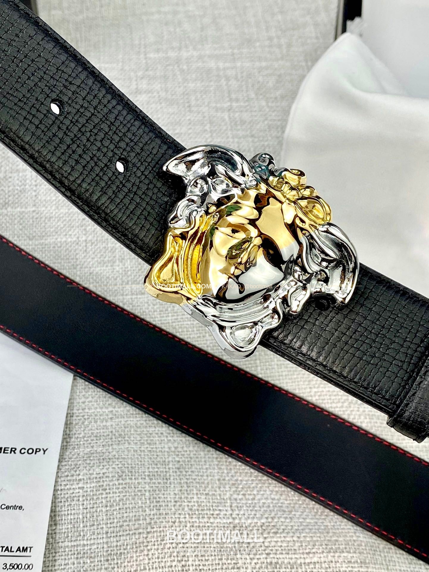 베르사체 리치드 카프스킨 메두사 플레이트 벨트 Versace Grained Calfskin Medusa Plate Belt 4cm 4
