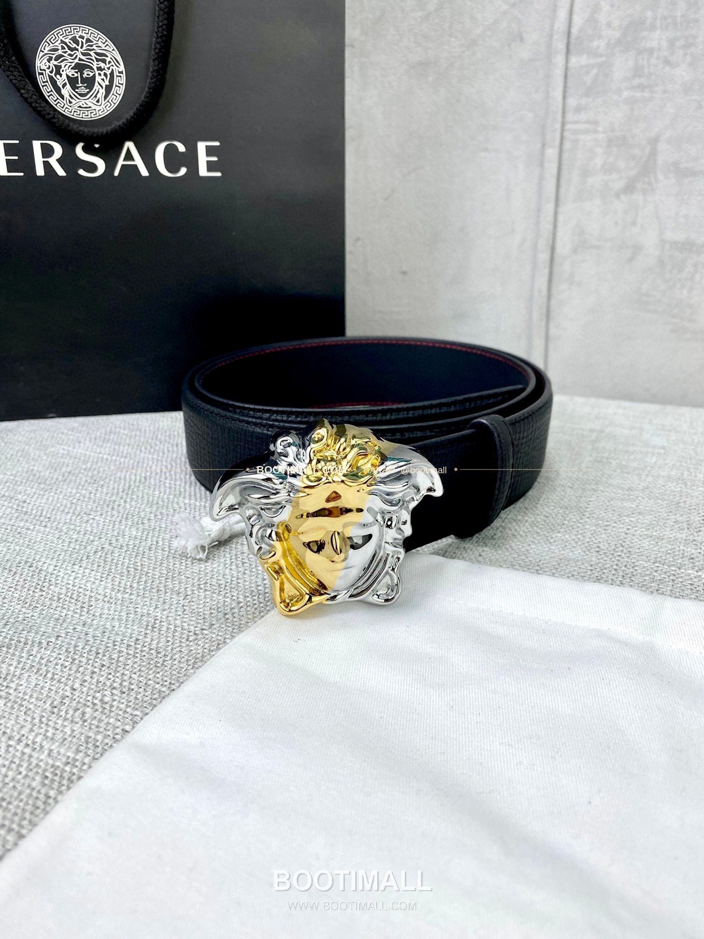 베르사체 리치드 카프스킨 메두사 플레이트 벨트 Versace Grained Calfskin Medusa Plate Belt 4cm 5