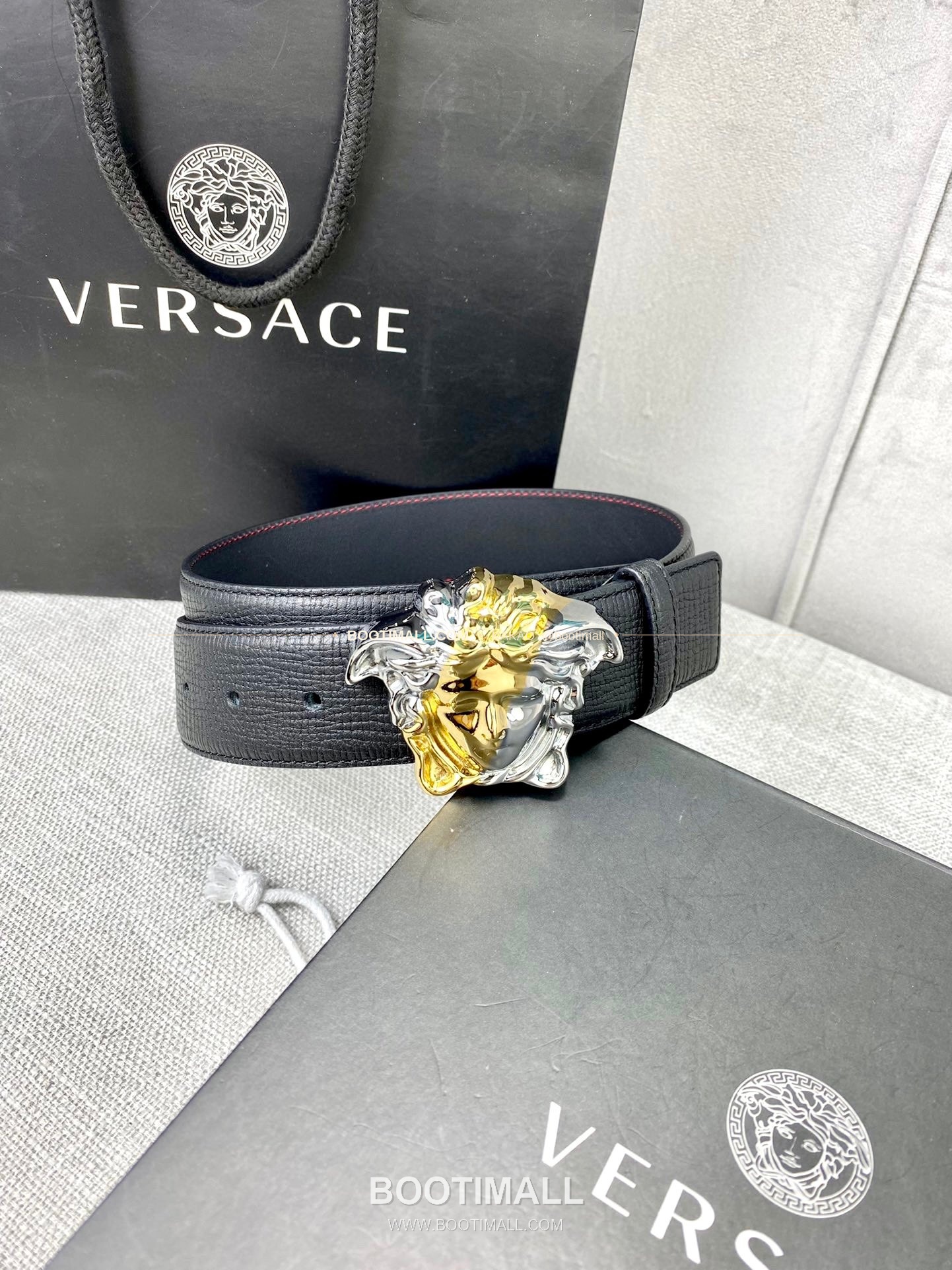 베르사체 리치드 카프스킨 메두사 플레이트 벨트 Versace Grained Calfskin Medusa Plate Belt 4cm 6