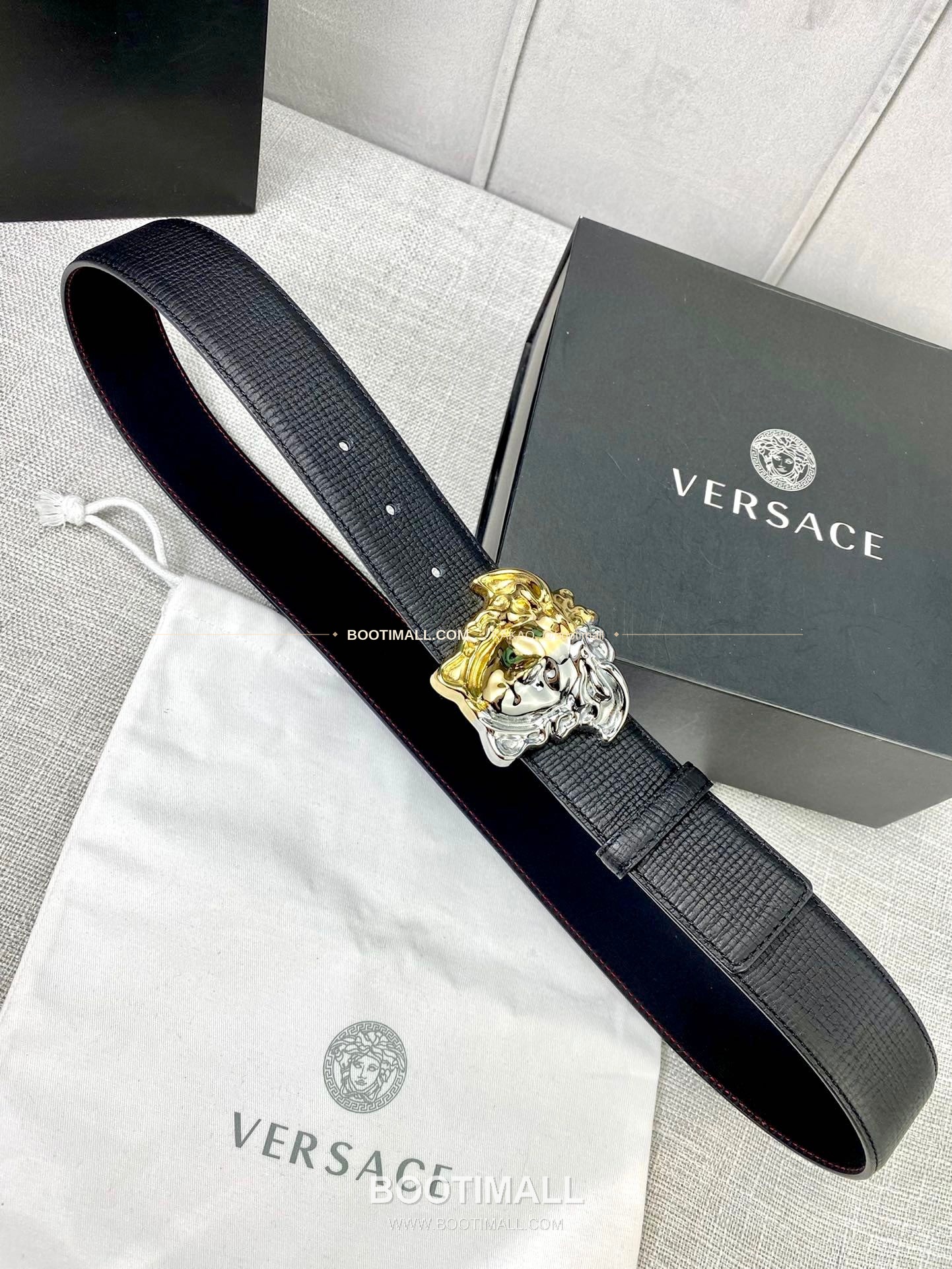 베르사체 리치드 카프스킨 메두사 플레이트 벨트 Versace Grained Calfskin Medusa Plate Belt 4cm 3